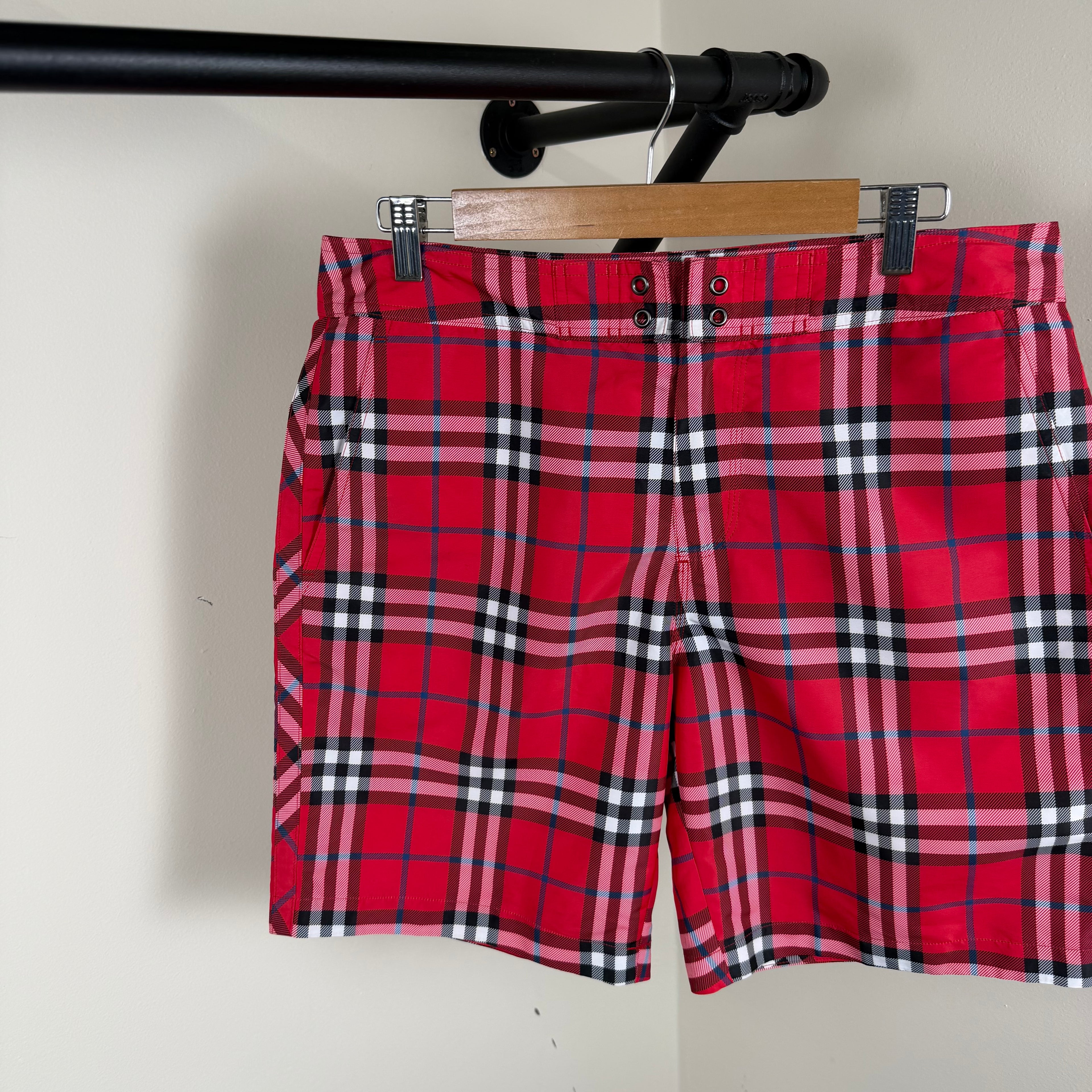 Burberry Red Check Swimming Shorts - Large