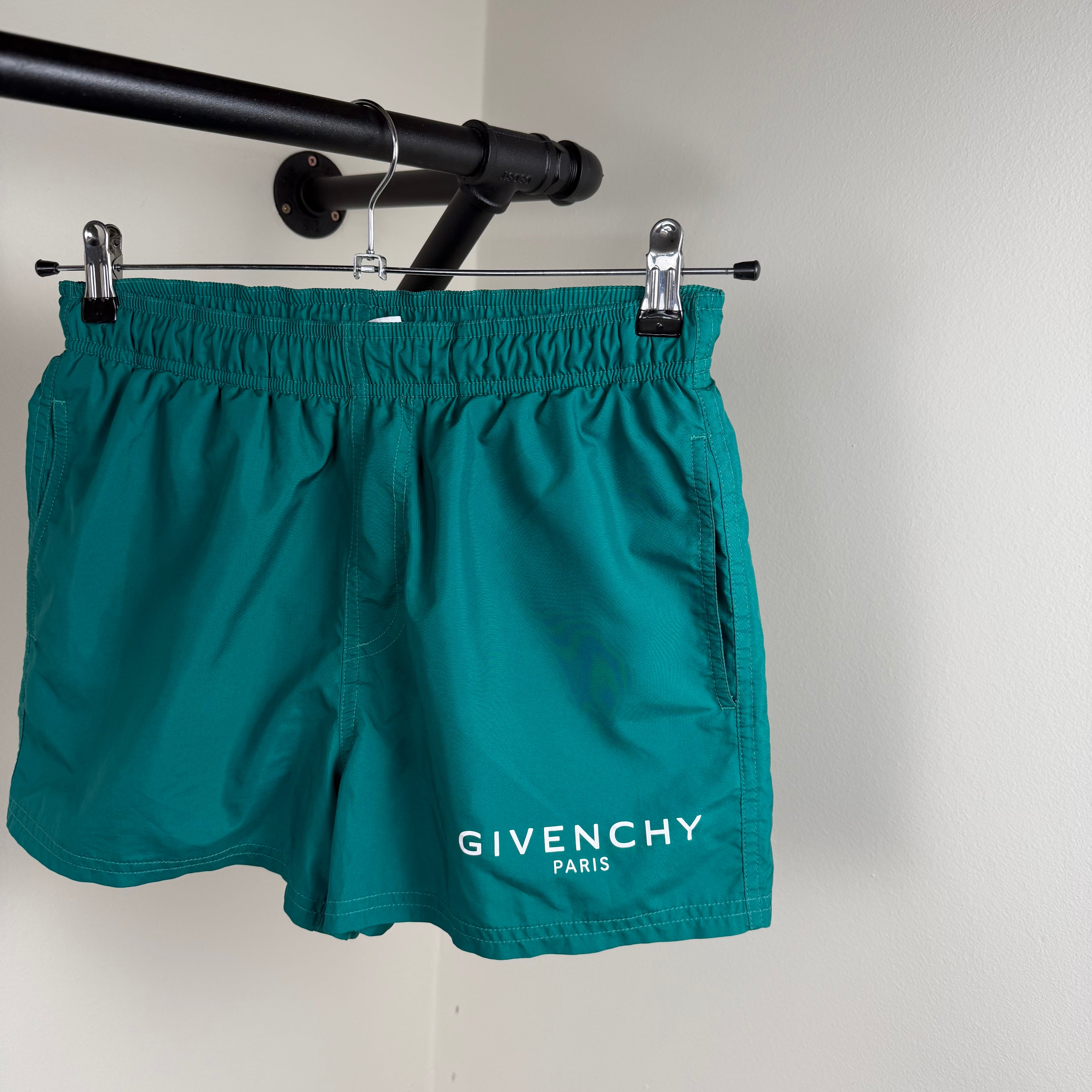 Givenchy Paris Teal Blue Swimming Shorts - Small (30W)