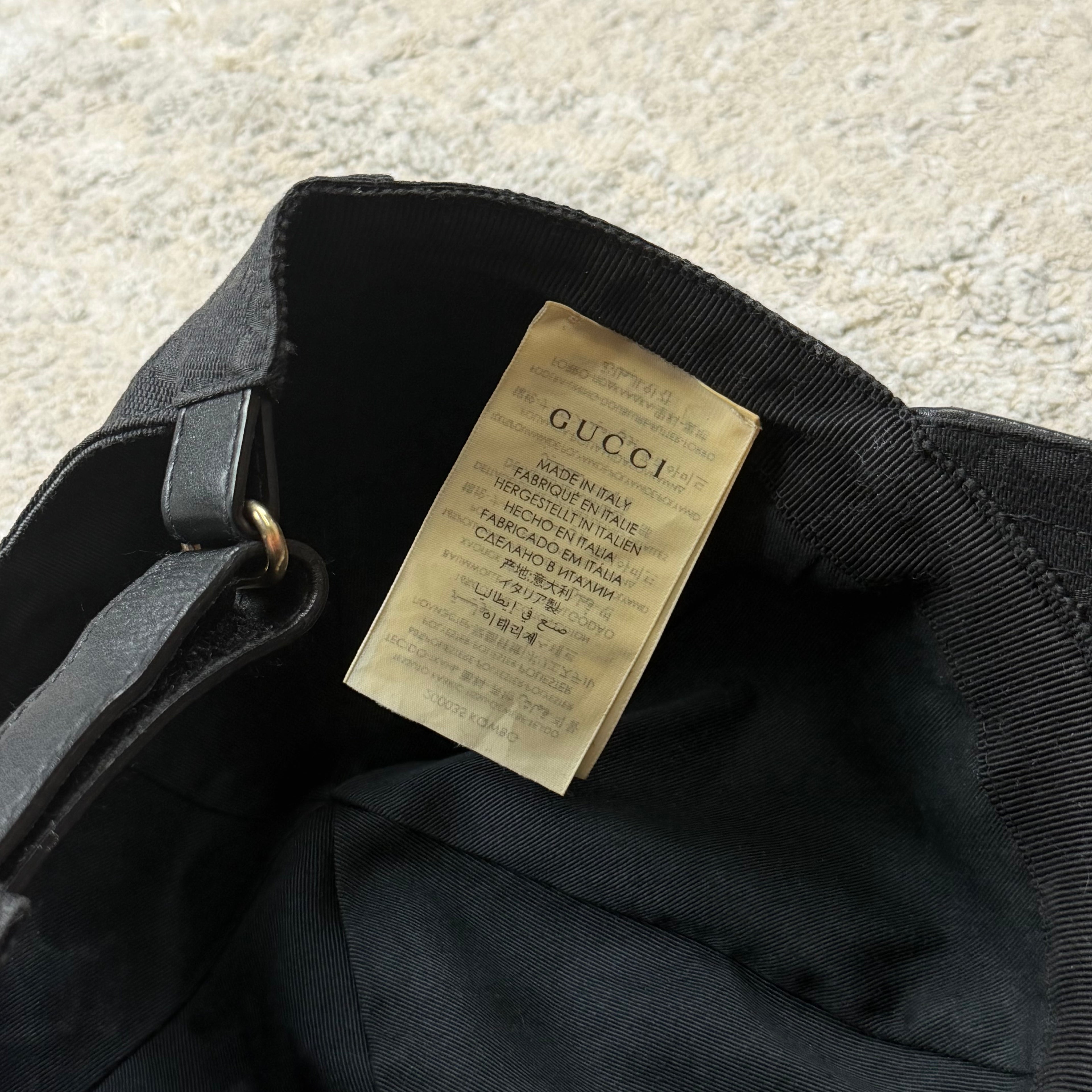 Gucci Black Canvas Cap - Medium (58cm)