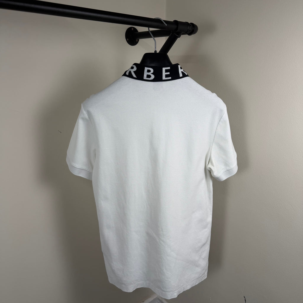 Burberry Spellout White Polo Shirt - Medium 20’’
