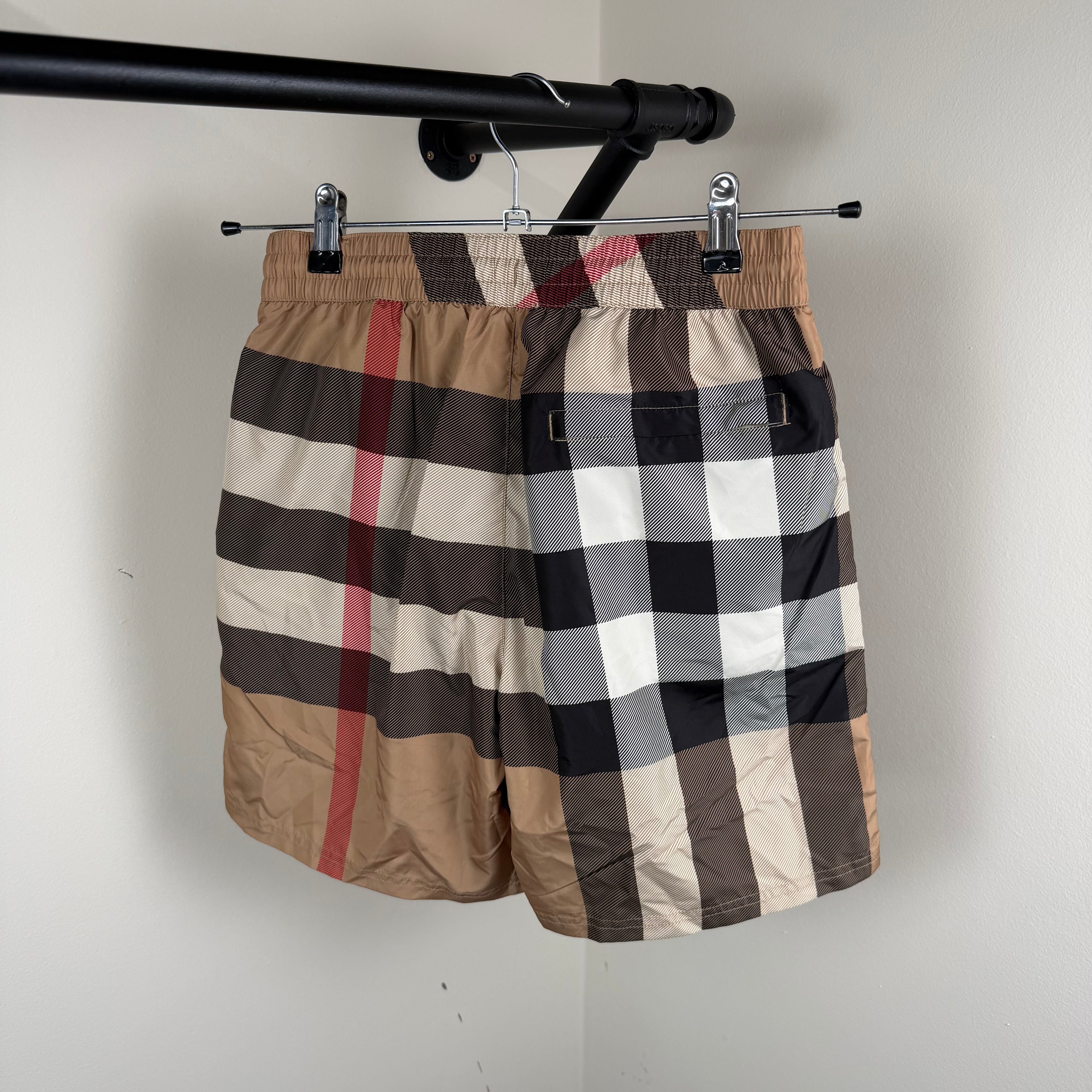 Burberry Biege Check Swimming Shorts - Small