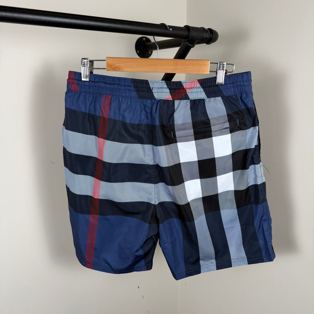Burberry Navy Check Swimming Shorts - Large