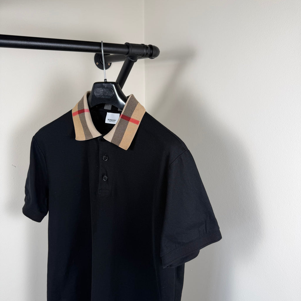 Burberry Check Black Polo Shirt - Large 22’’