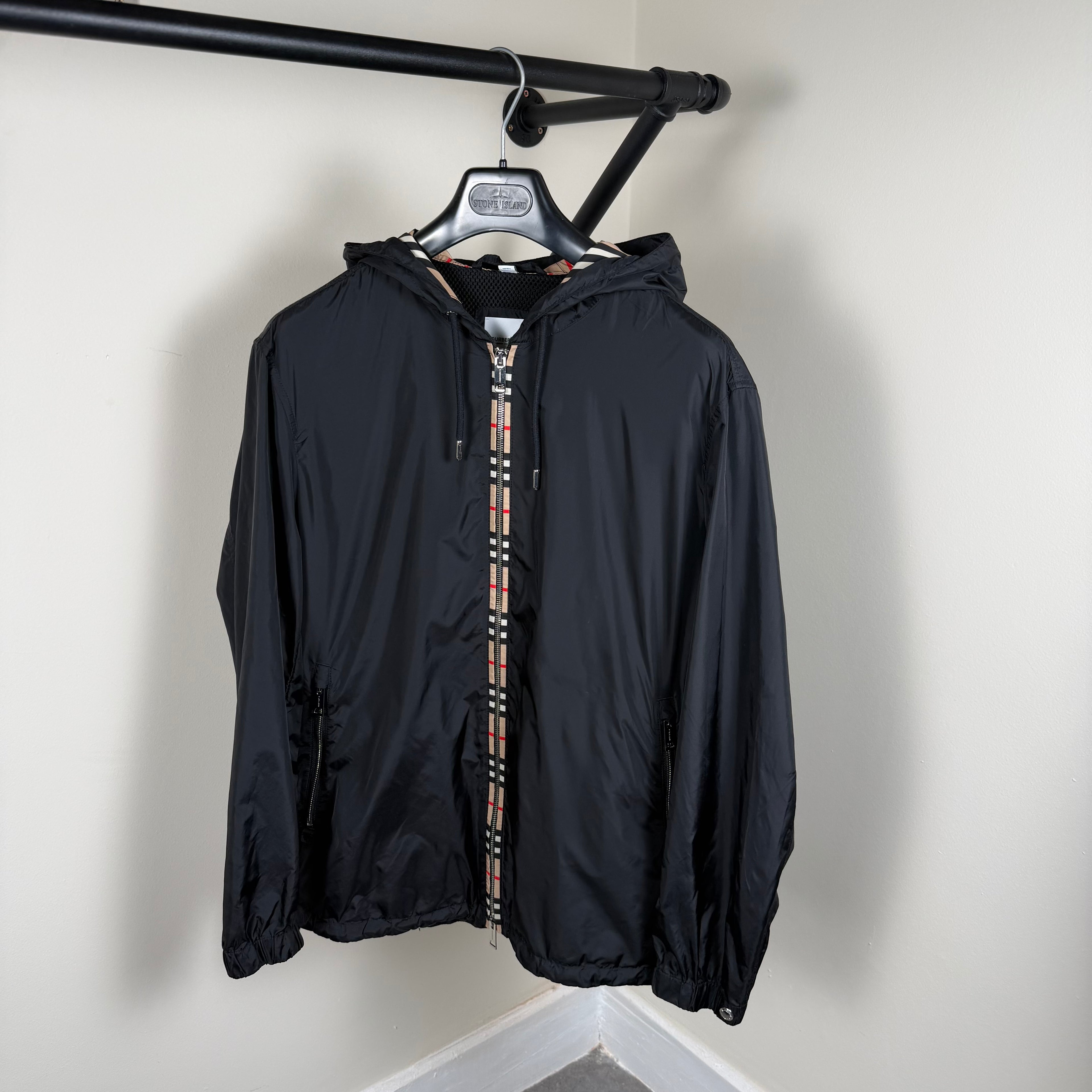Burberry Black Check Windbreaker - Medium 23.5’’