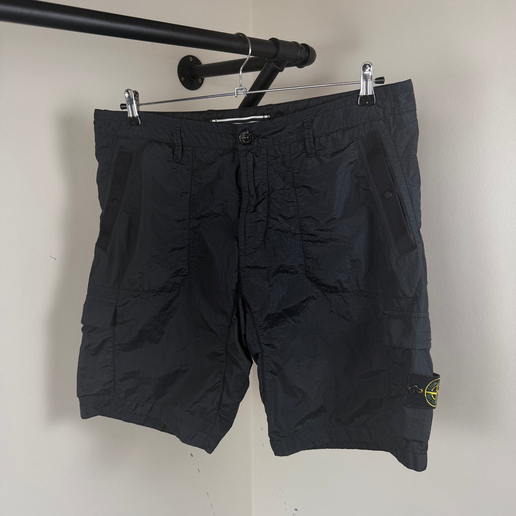 Stone Island Nylon Black Cargo Shorts - 36W