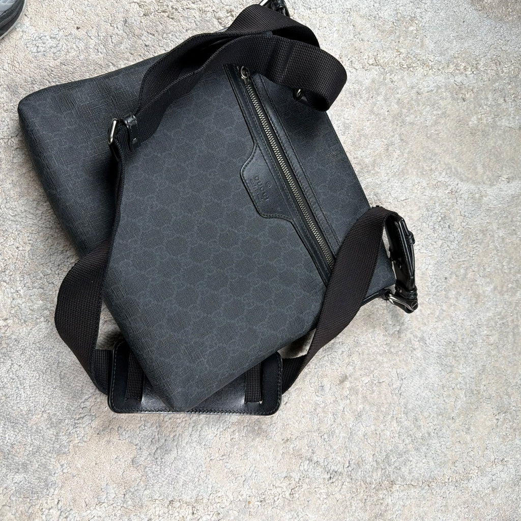 Gucci Black Monogram Messenger Bag