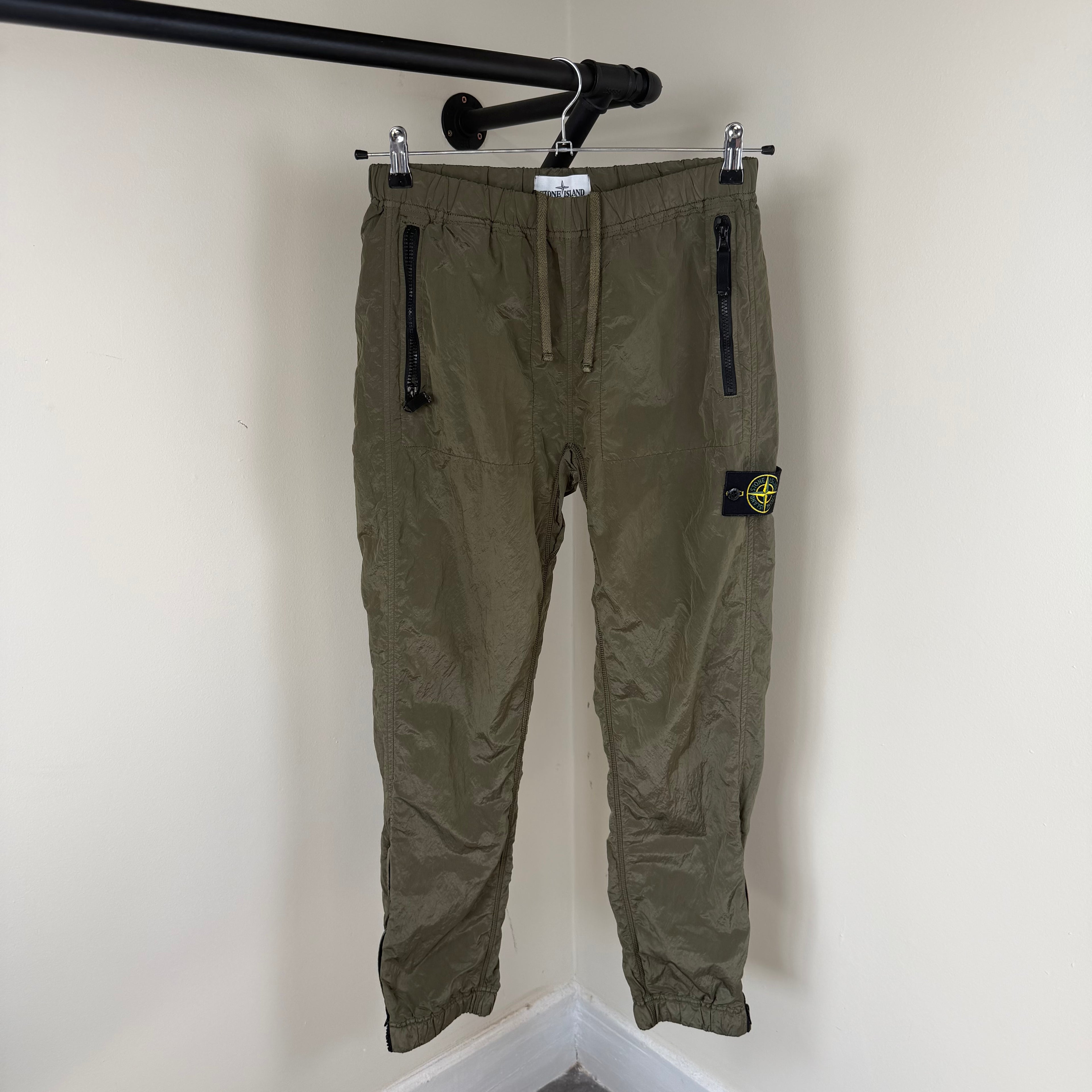 Stone Island Khaki Nylon Cargo Pants - Small