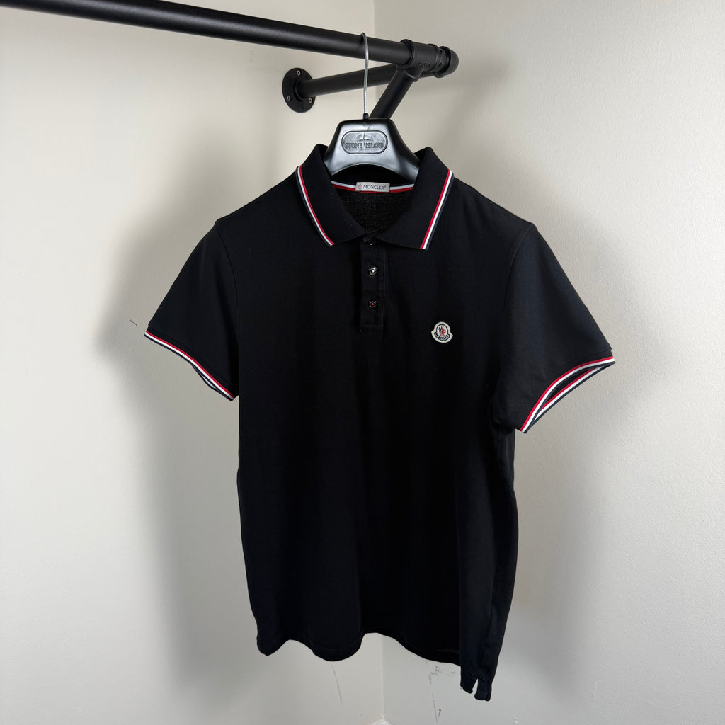 Moncler Black Short Sleeve Polo Shirt - Medium 19.5’’