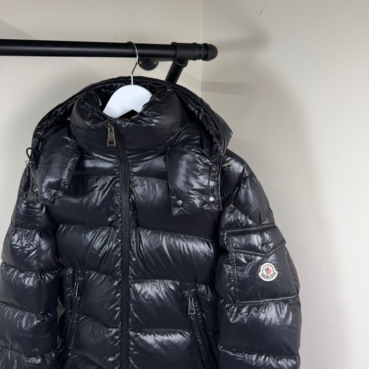 Moncler Maire Giubbotto Black Womens Jacket - Size 2 (Fit UK12 23.5’’)