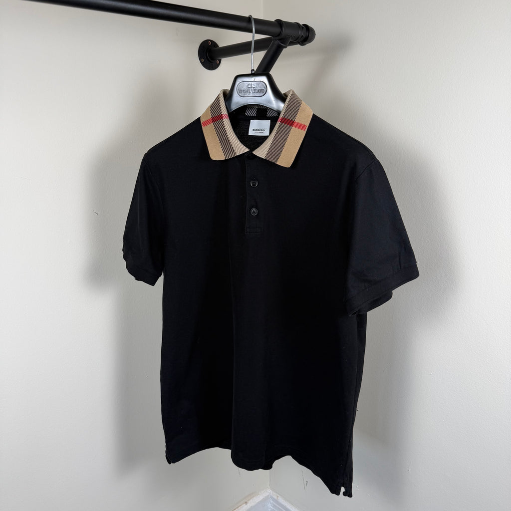 Burberry Check Black Polo Shirt - Large 22’’