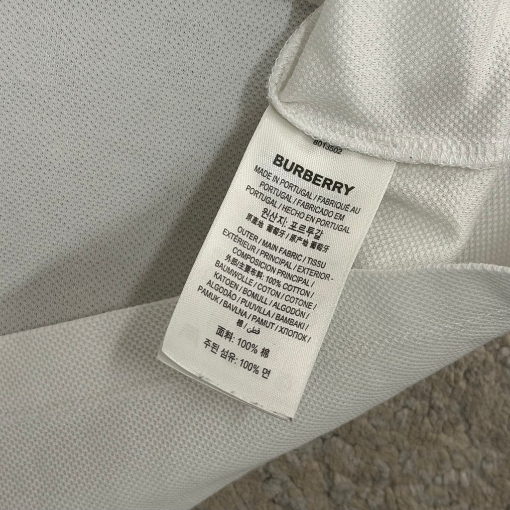 Burberry Spellout White Polo Shirt - Medium 20’’