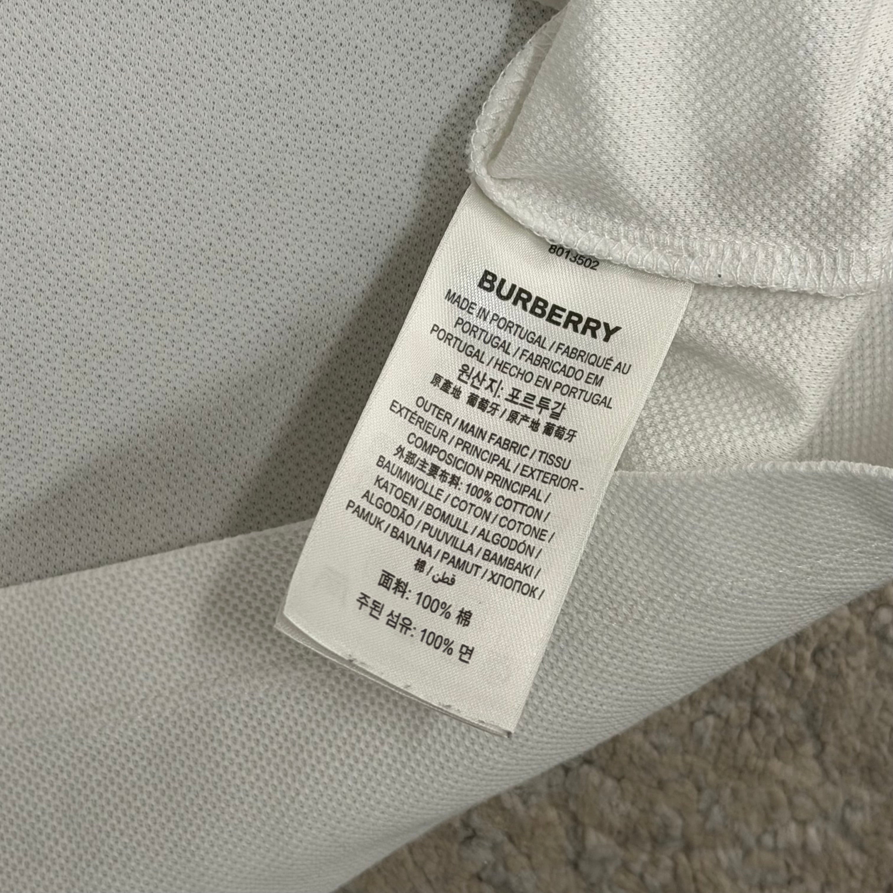 Burberry Spellout White Polo Shirt - Medium 20’’