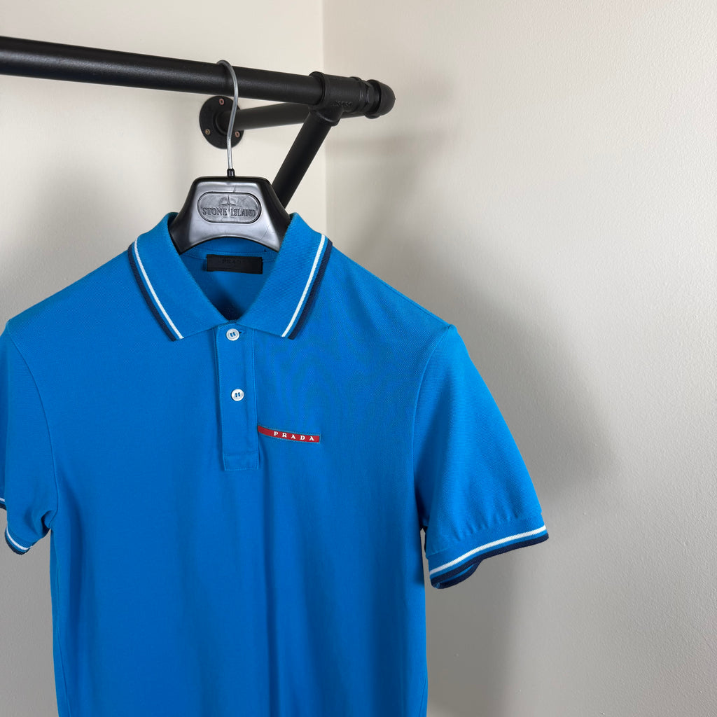 Prada Blue Short Sleeve Polo Shirt - XS 17.5’’
