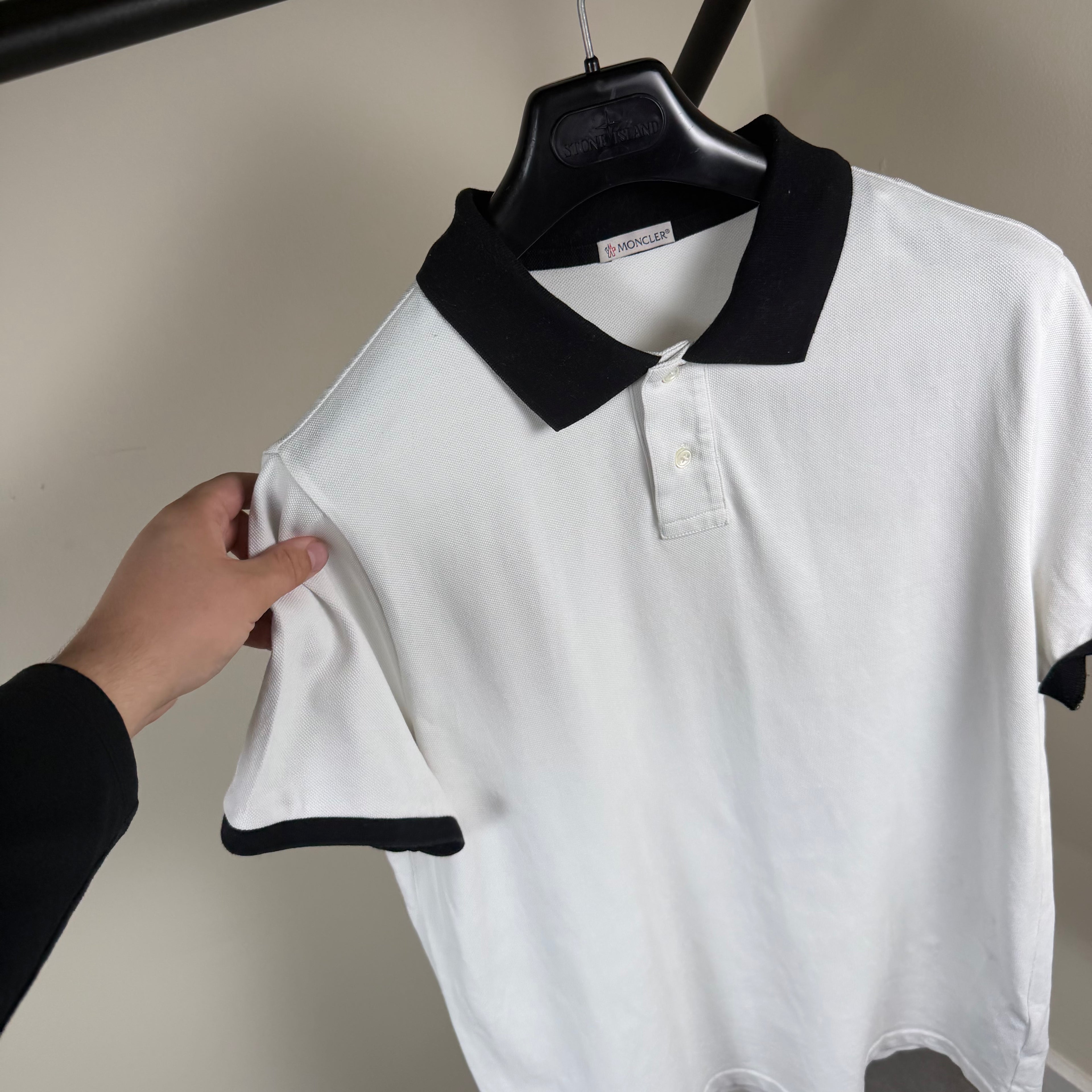 Moncler White Polo Shirt - Large 21.5’’