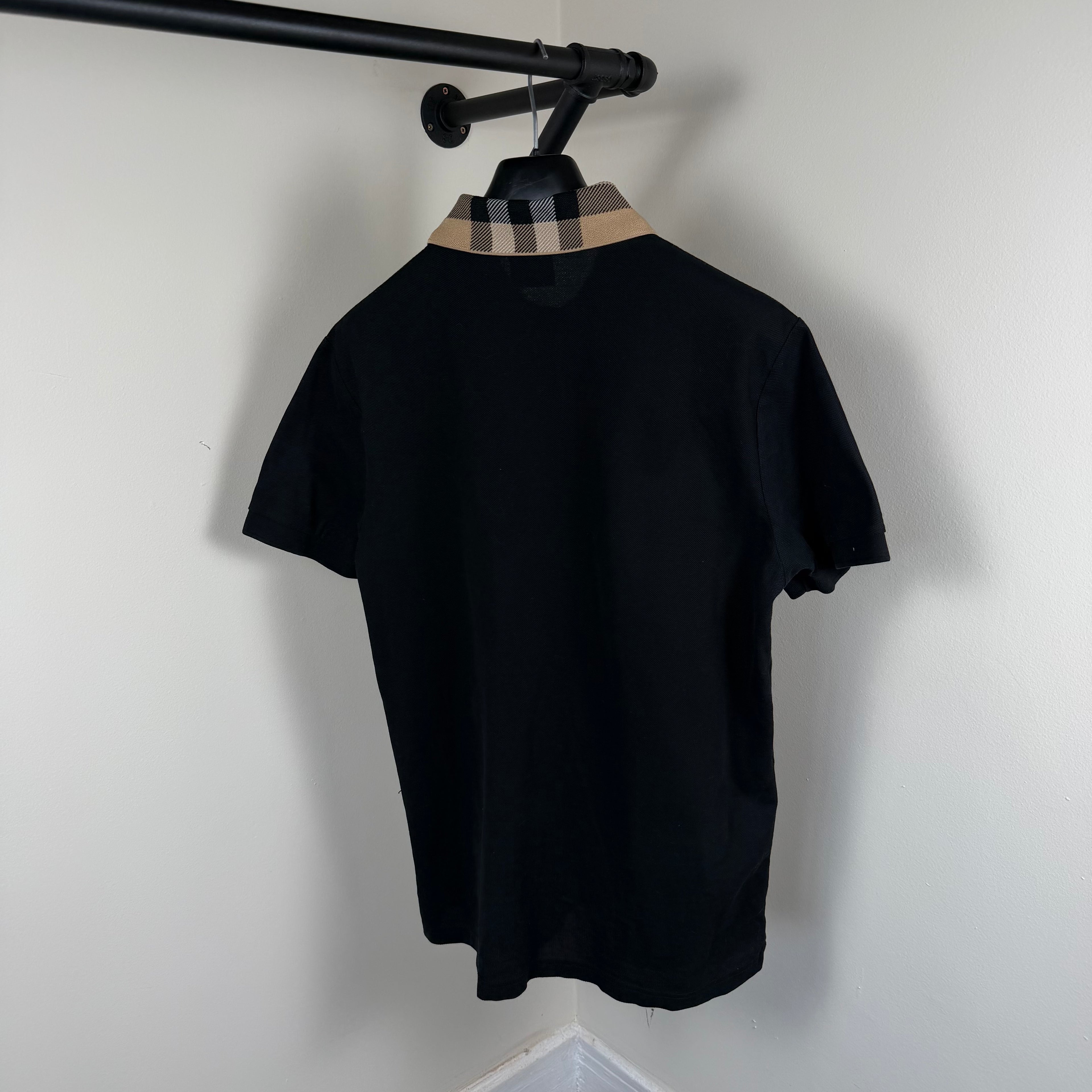 Burberry Check Black Polo Shirt - Large 22’’