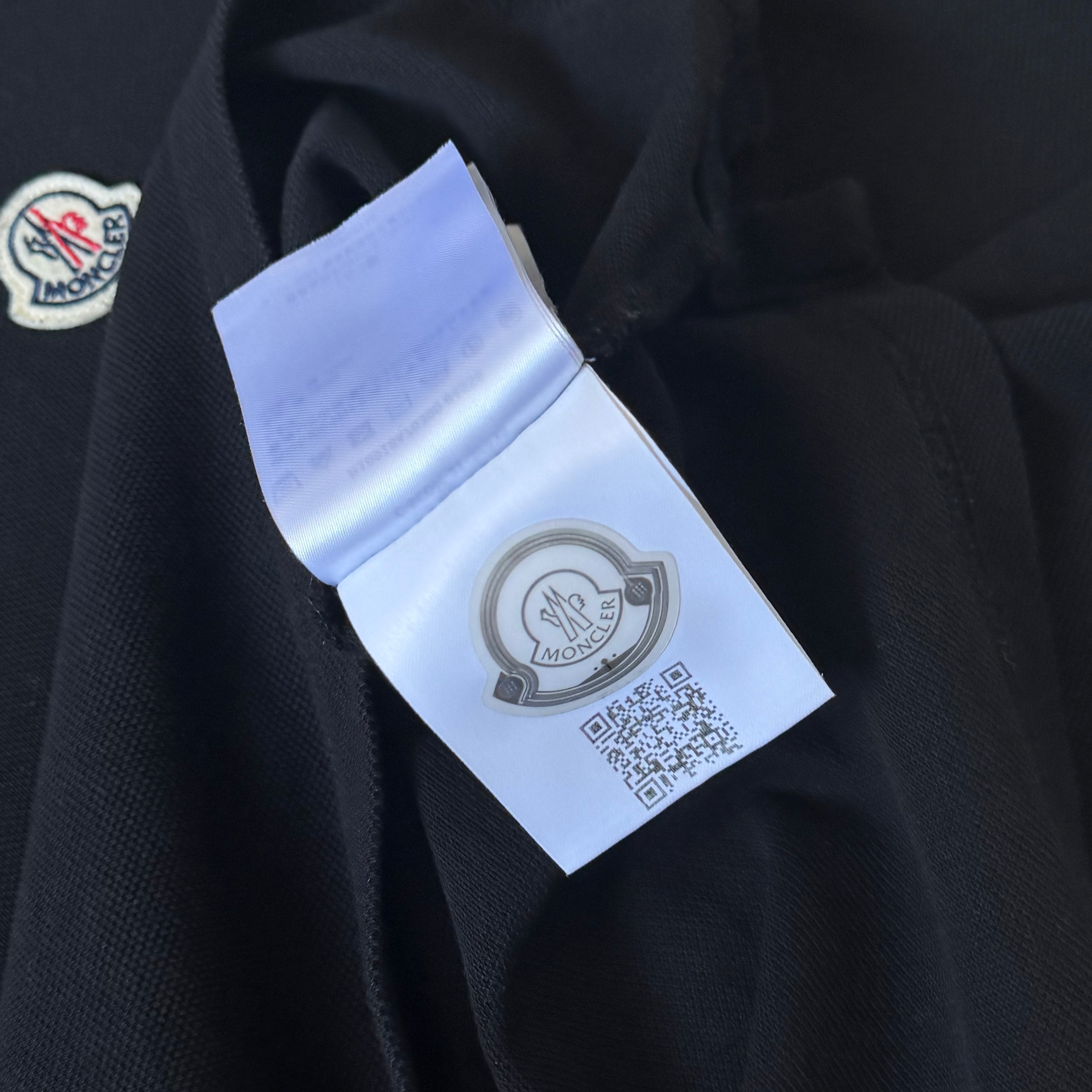 Moncler Black Short Sleeve Polo Shirt - Medium 19.5’’