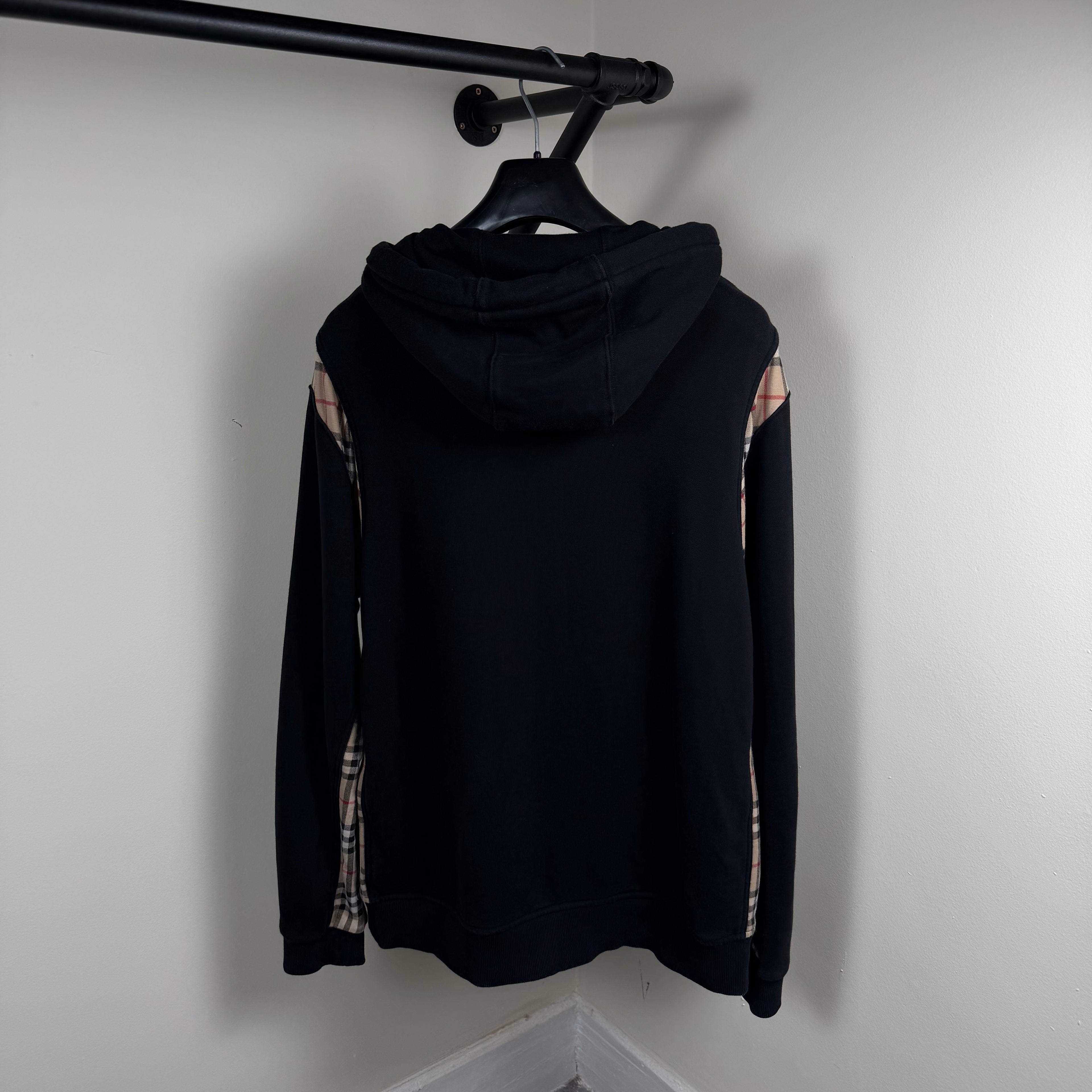 Burberry Black Check Print Zip Up Hoodie - L/XL 22.5’’