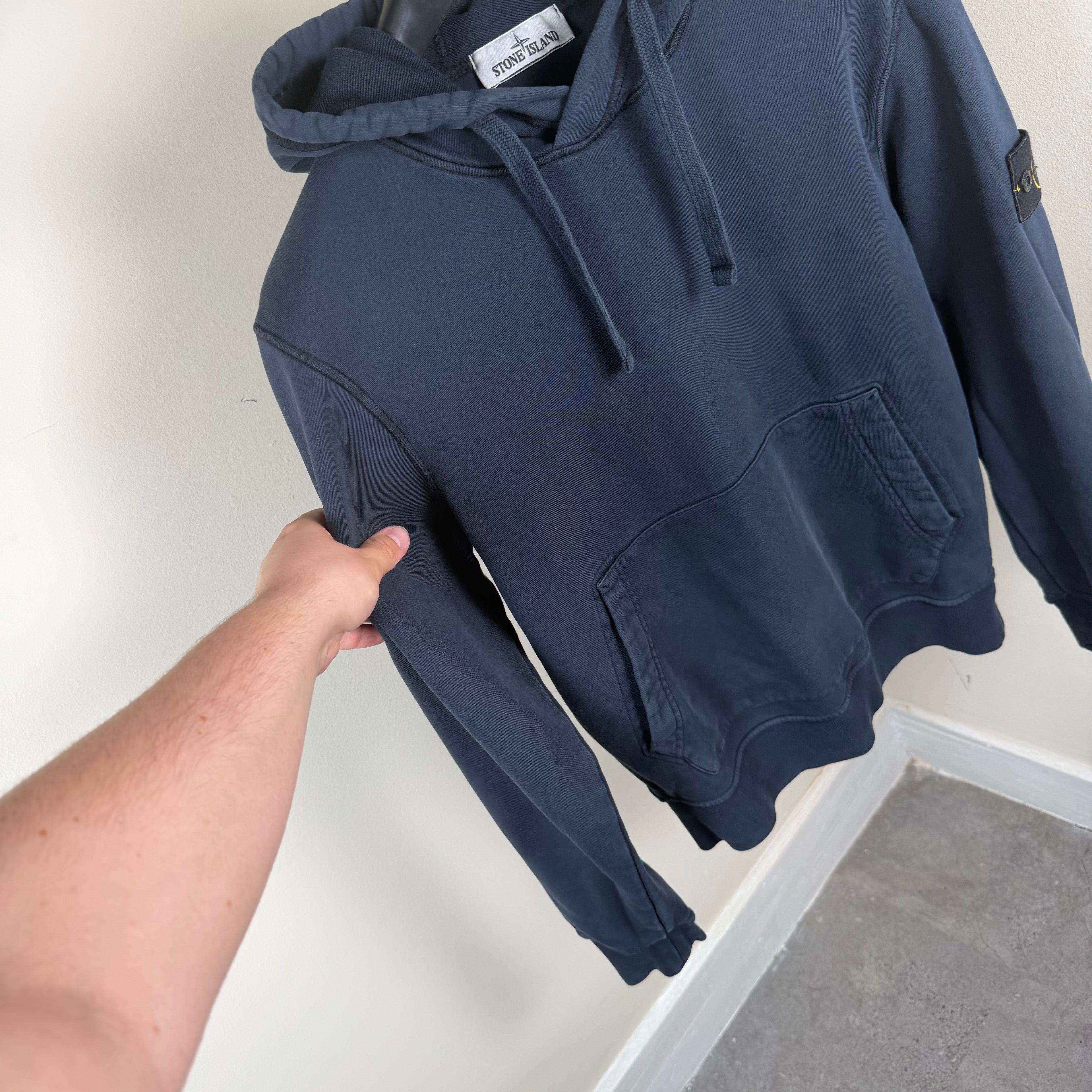 Stone Island Navy Pullover Hoodie - Small 20.5’’