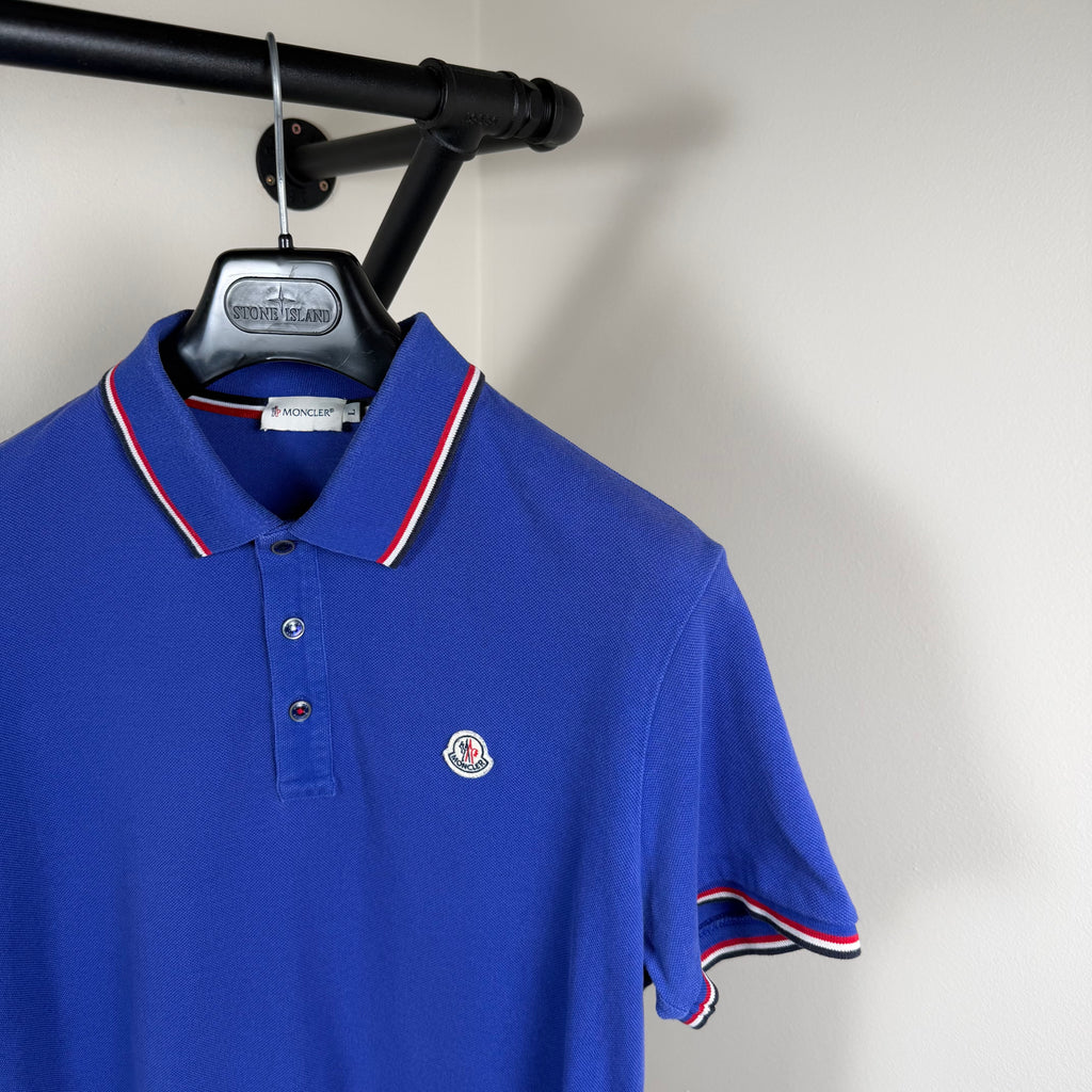 Moncler Blue Short Sleeve Polo Shirt - Medium 20’’