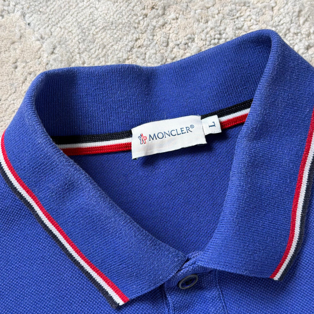 Moncler Blue Short Sleeve Polo Shirt - Medium 20’’