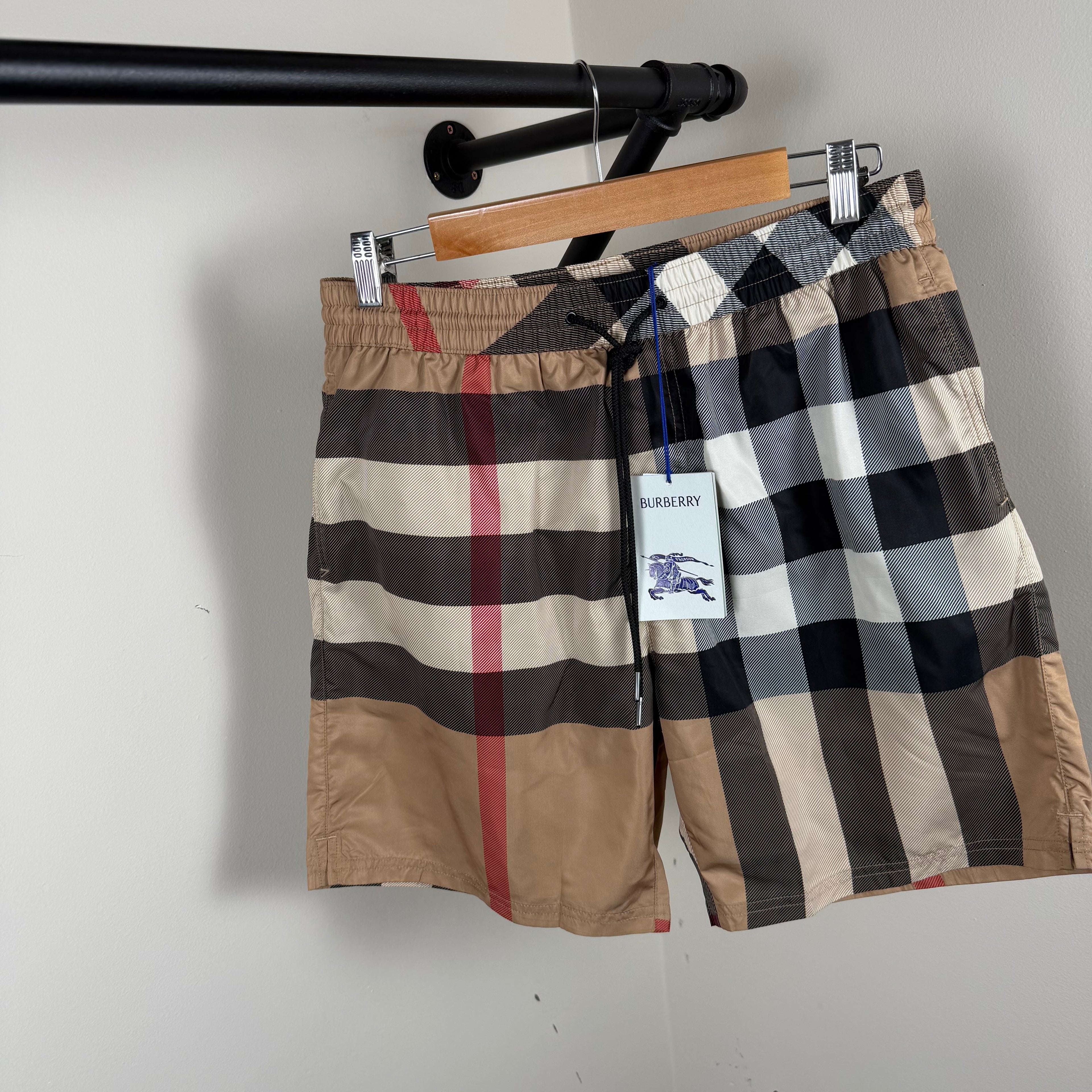 Burberry Biege Check Swimming Shorts - Large
