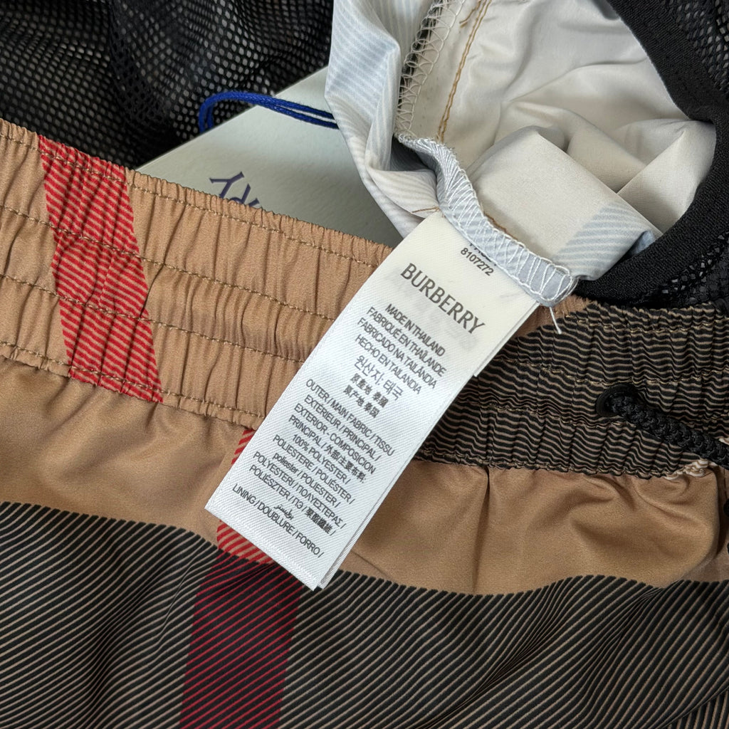 Burberry Biege Check Swimming Shorts - Large