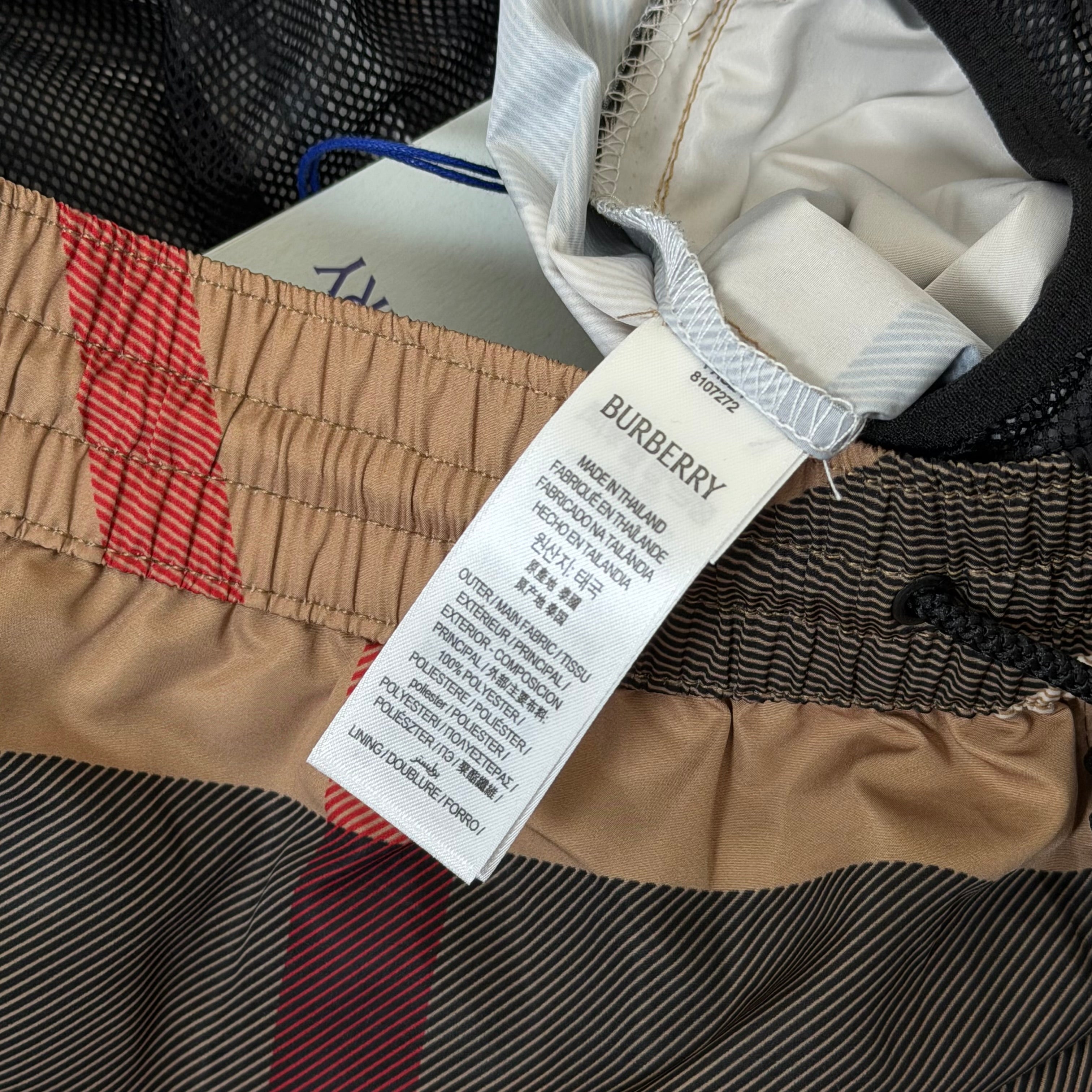 Burberry Biege Check Swimming Shorts - Large
