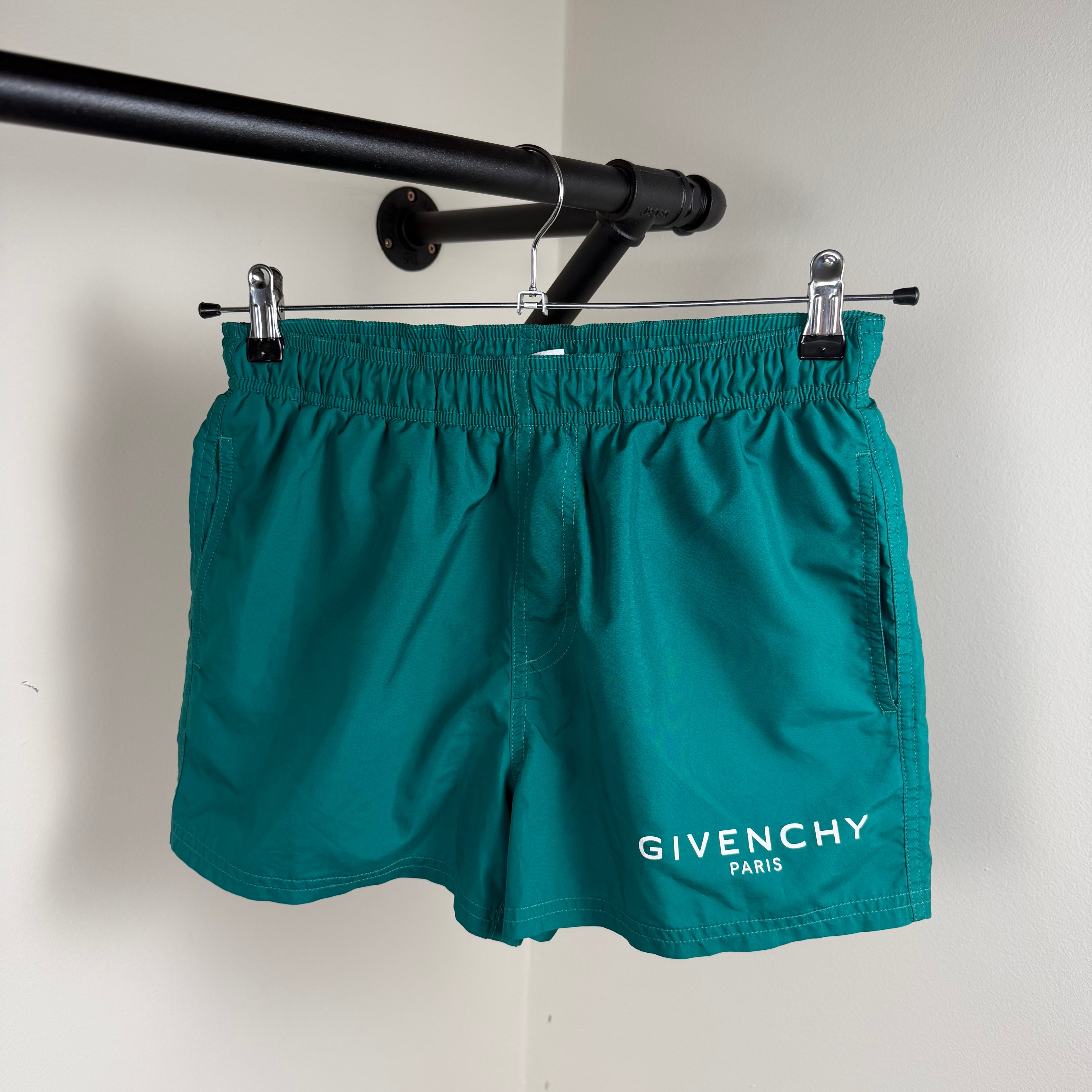 Givenchy Paris Teal Blue Swimming Shorts - Small (30W)