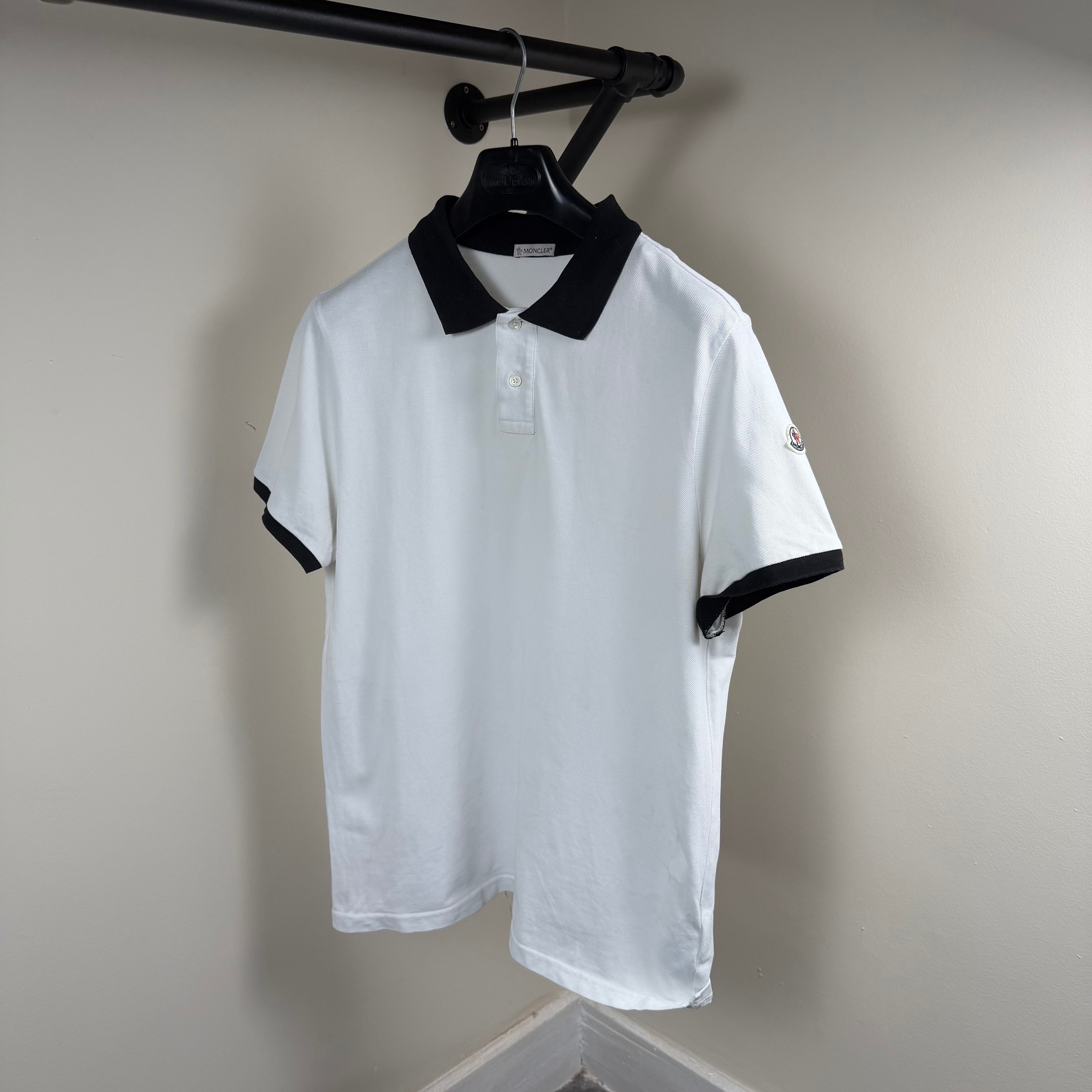 Moncler White Polo Shirt - Large 21.5’’