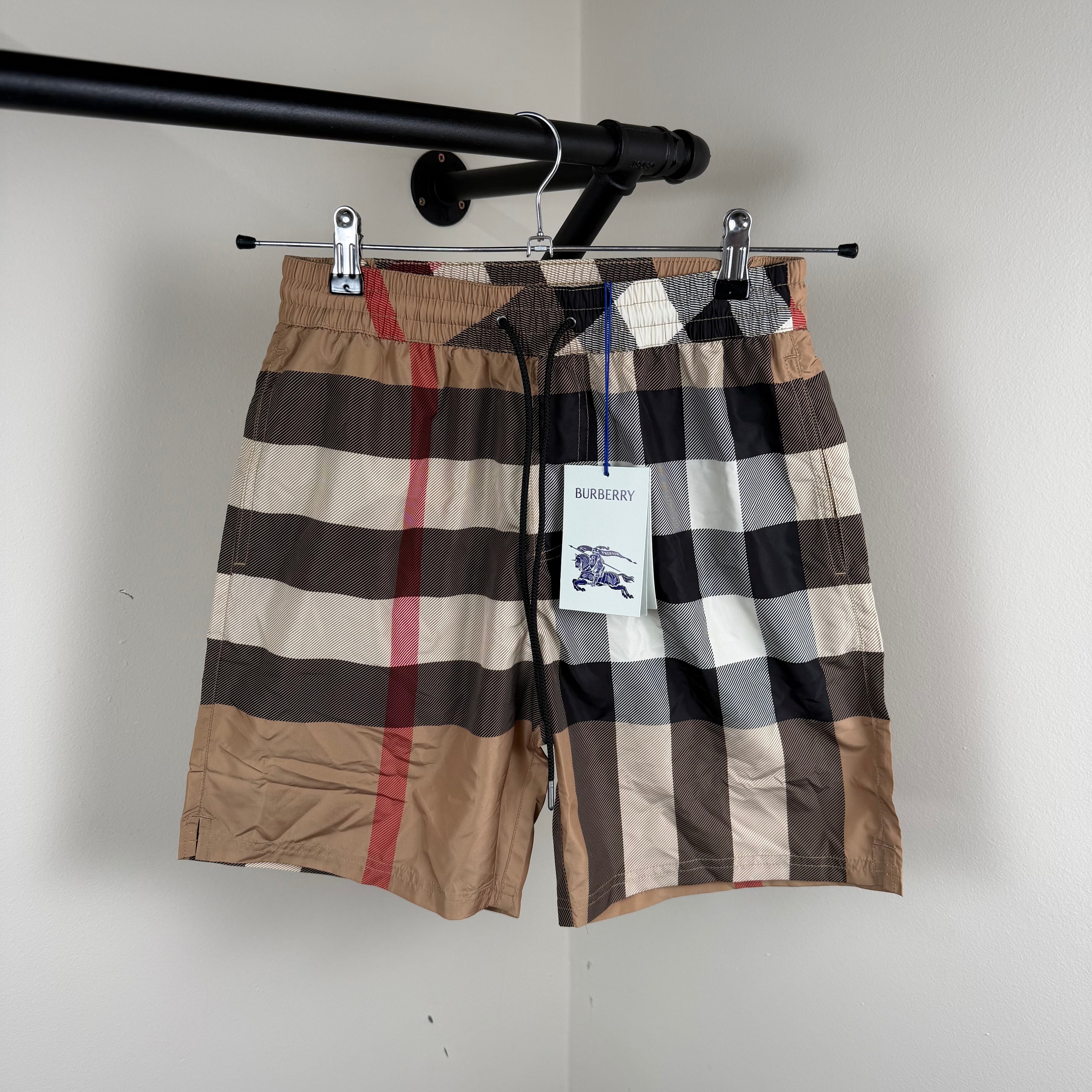 Burberry Biege Check Swimming Shorts - Small