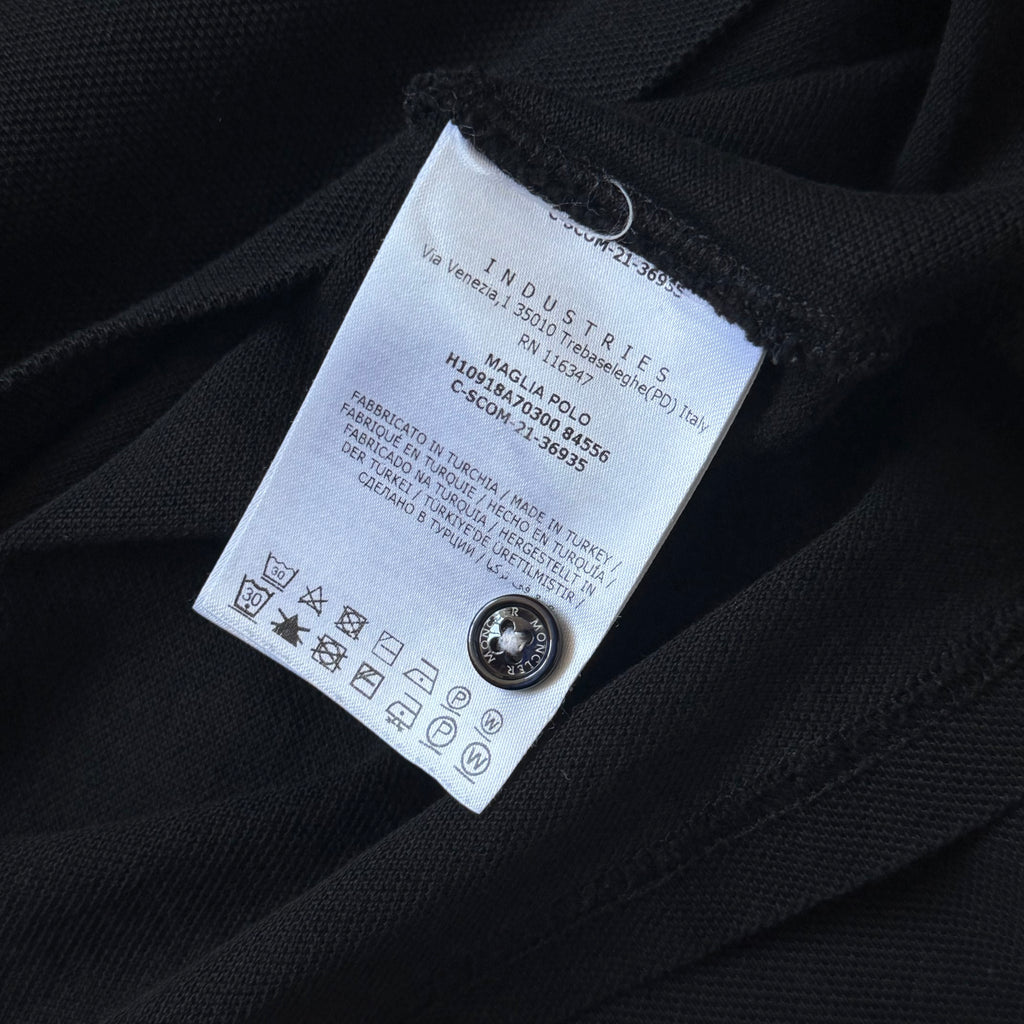 Moncler Black Short Sleeve Polo Shirt - Medium 19.5’’