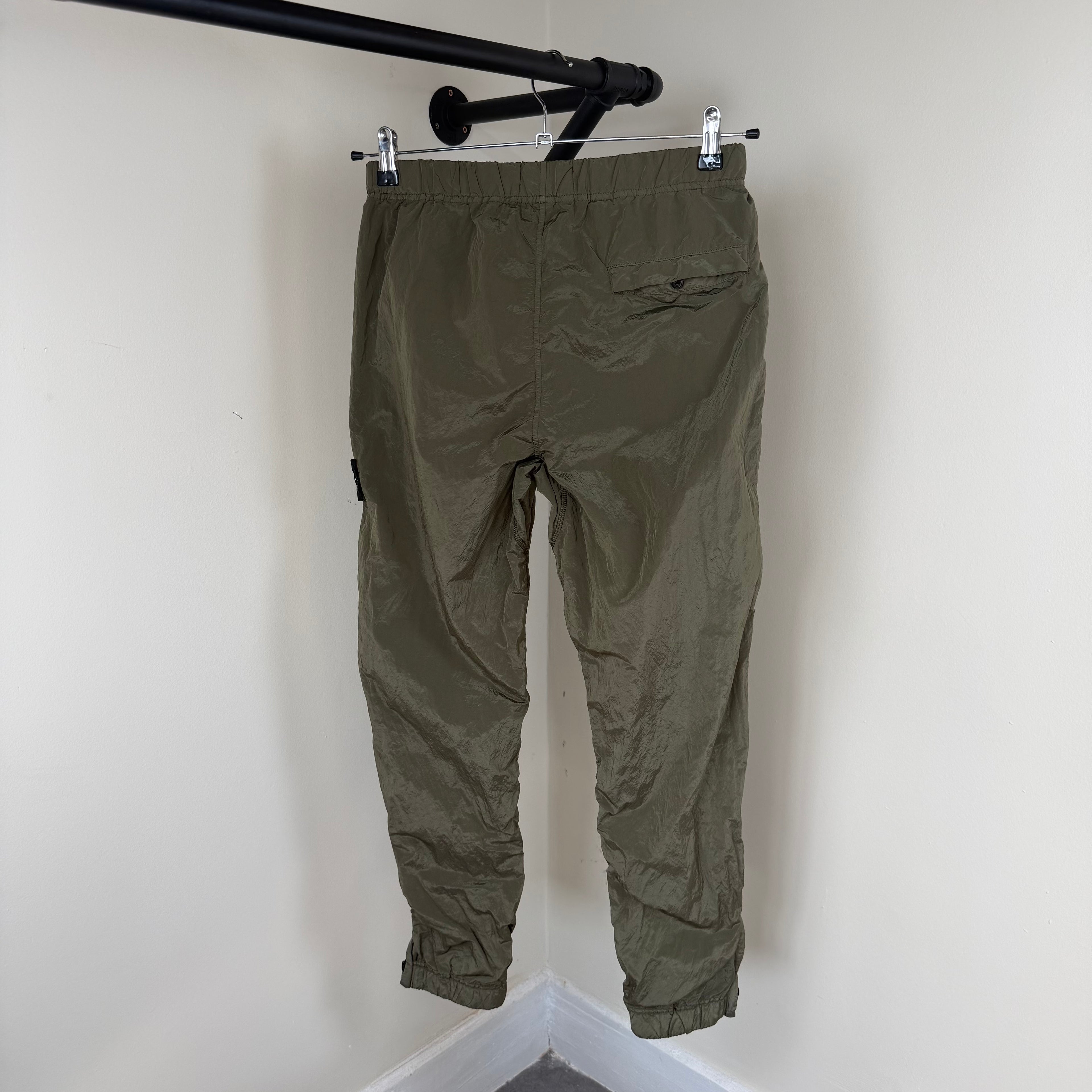 Stone Island Khaki Nylon Cargo Pants - Small