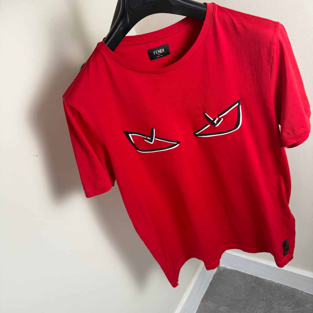 Fendi Bug Eye Red T-Shirt - Medium 19’’