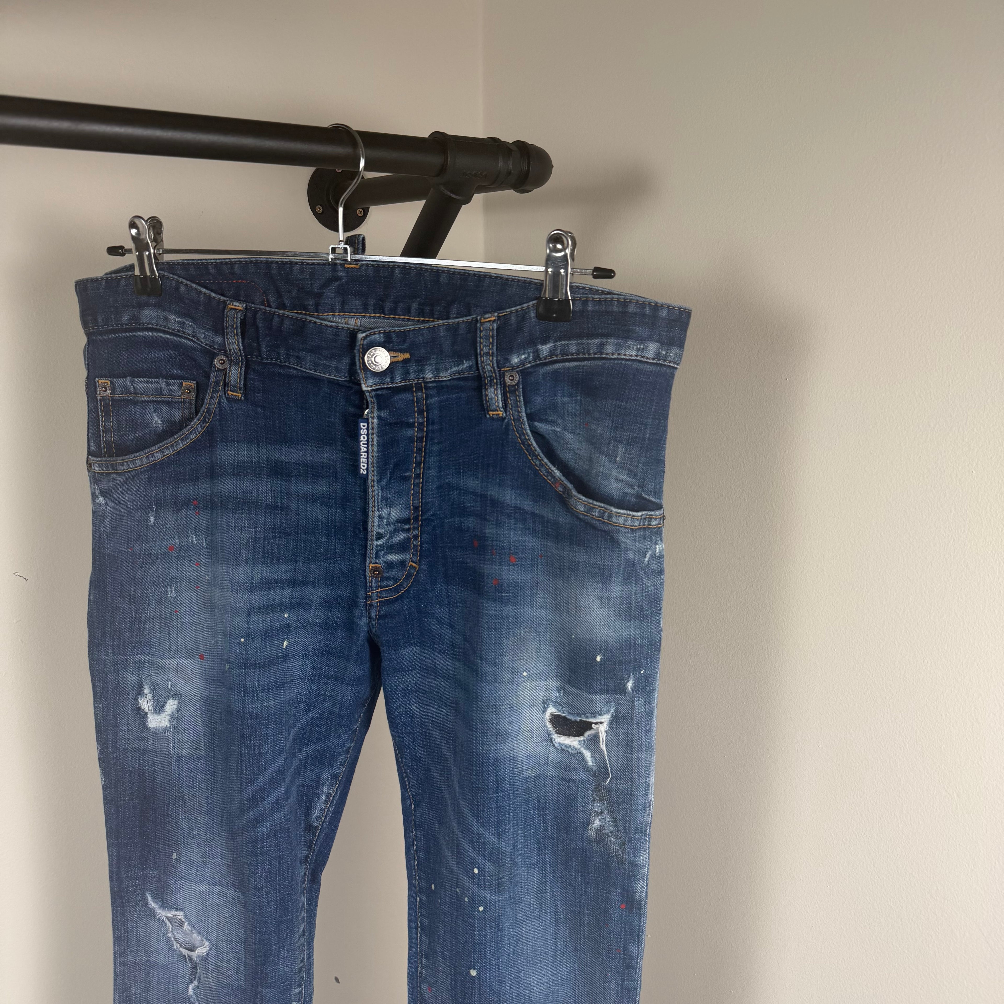 Dsqaured2 Blue Splatter Jeans - 34w