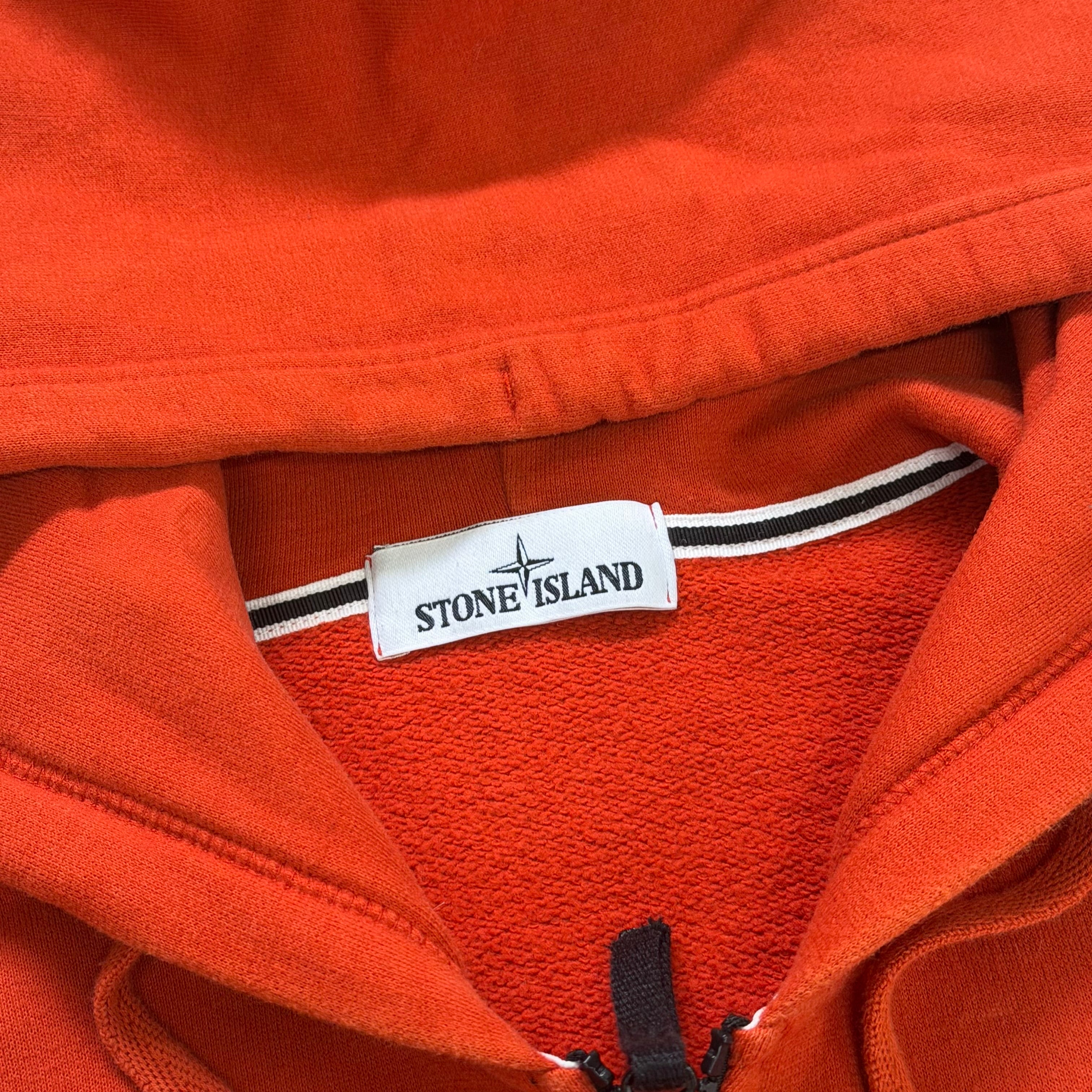 Stone Island Orange Zip Up Hoodie - Medium 21’’