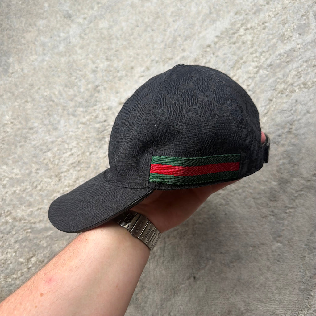 Gucci Black Monogram GG Baseball Cap - Small (57cm)