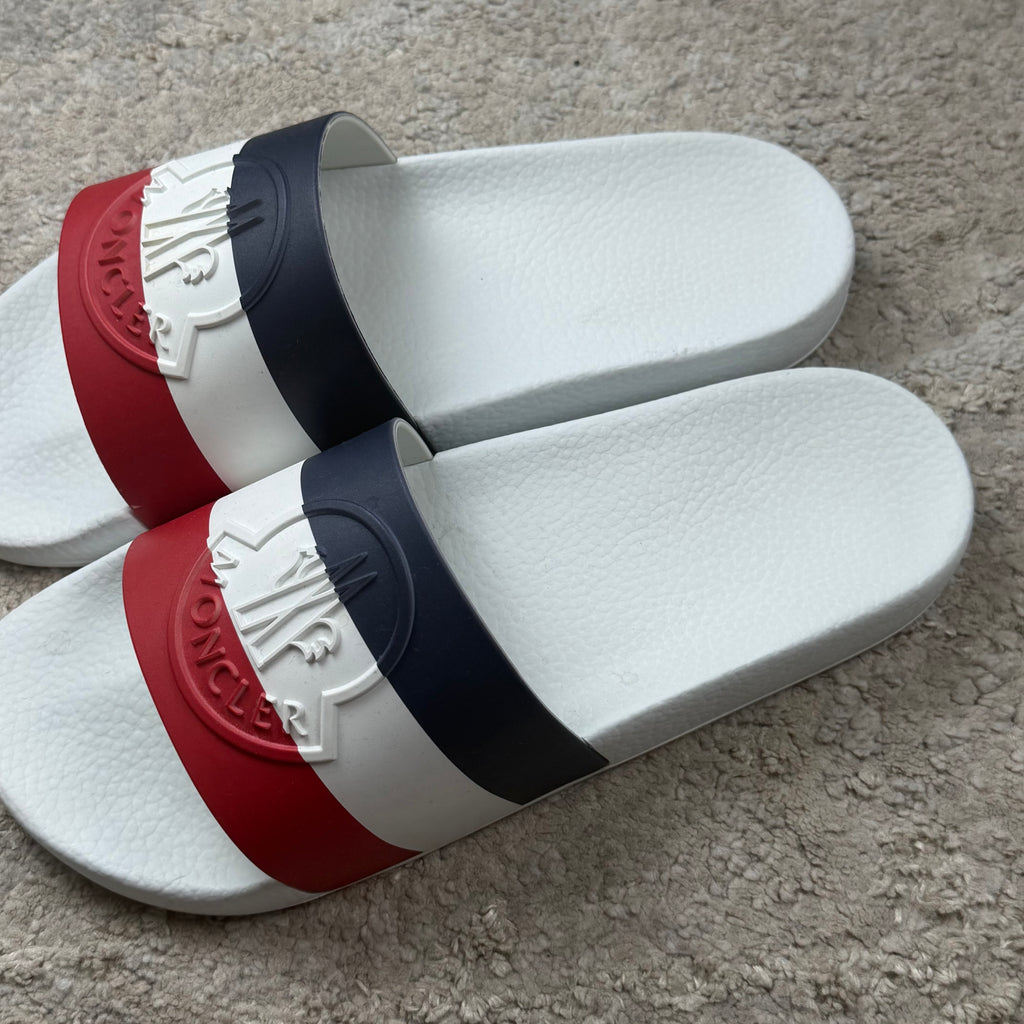 Moncler White Basile Logo Slider’s - 7UK