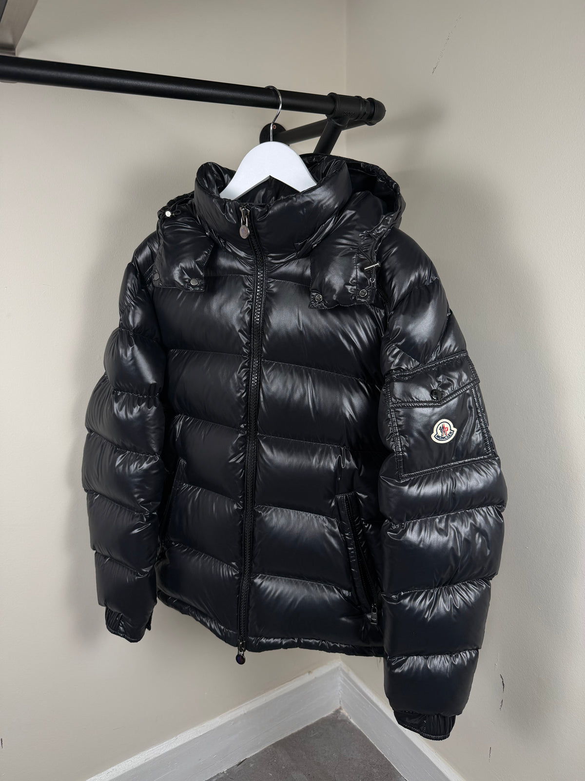 Moncler Maya Giubbotto Black Jacket - 4 (Large 23.5’’)