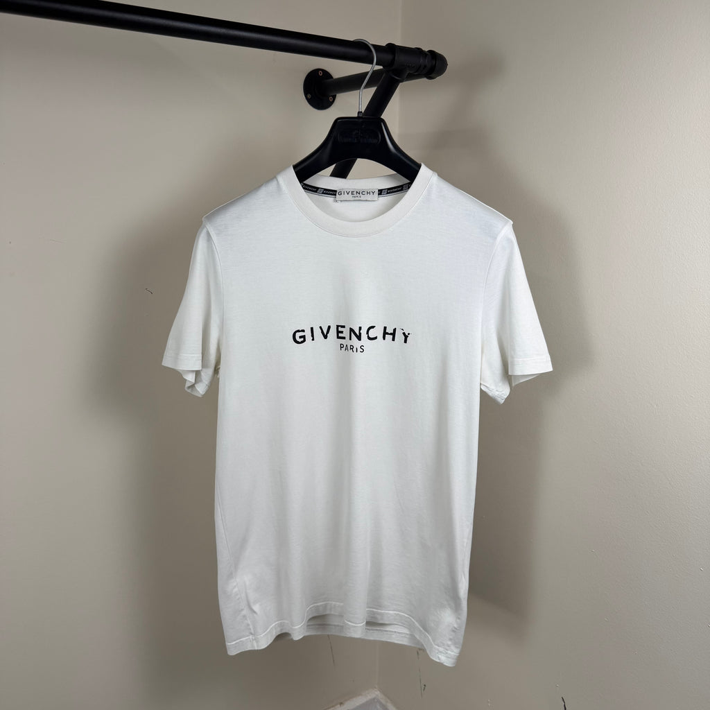 Givenchy Cracked Logo White T-Shirt - Small 19’’