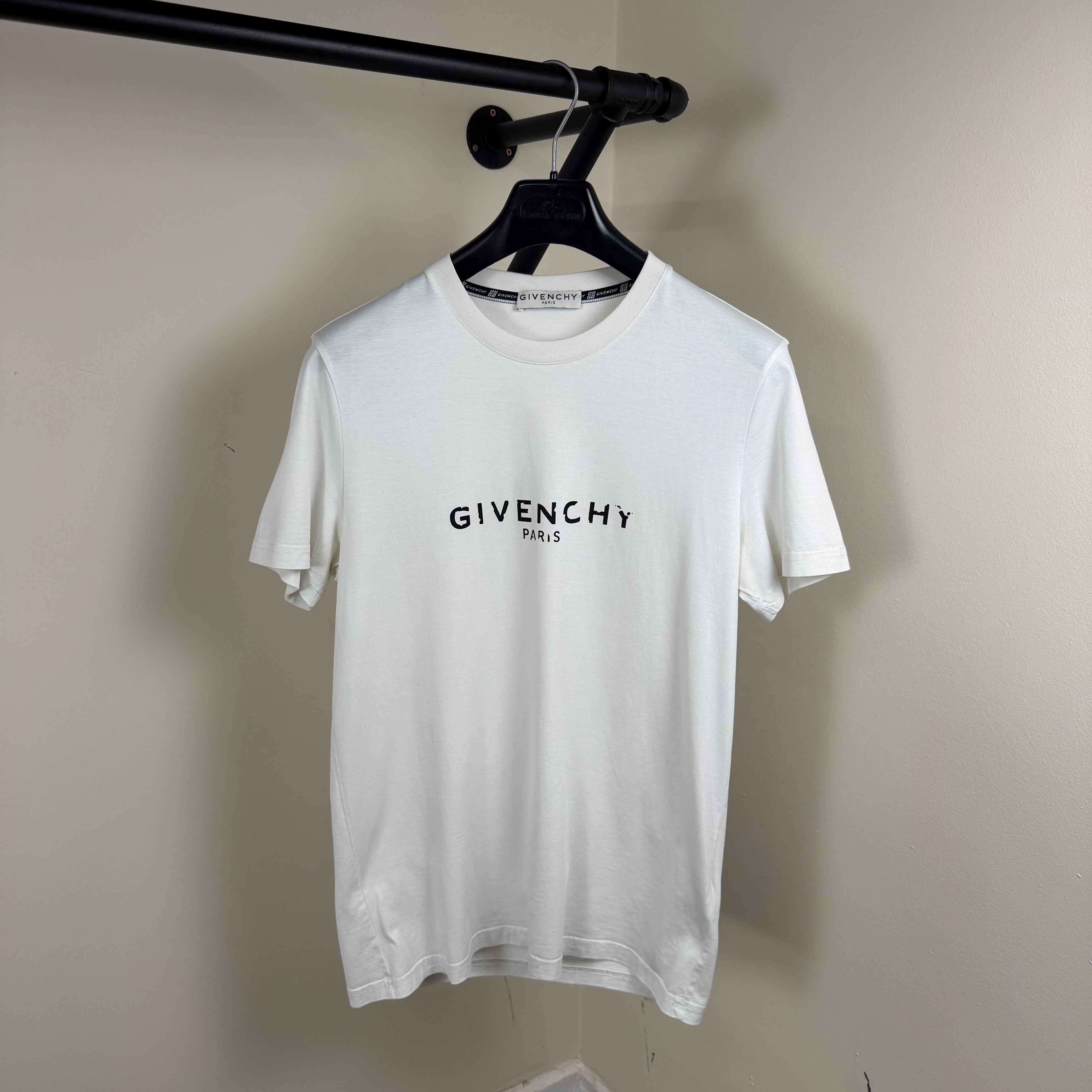 Givenchy Cracked Logo White T-Shirt - Small 19’’