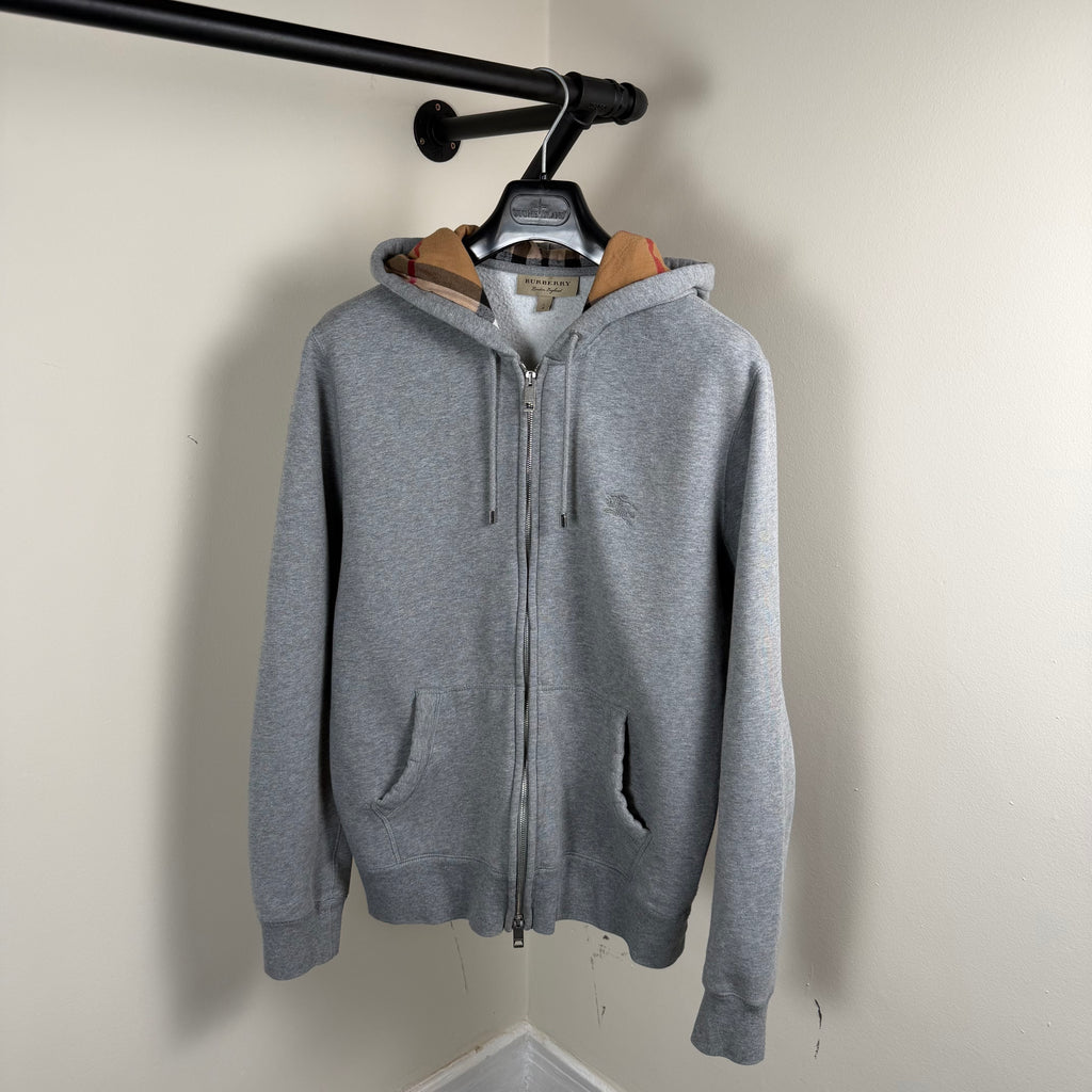 Burberry Grey Check Zip Up Hoodie - Large 22.5’’