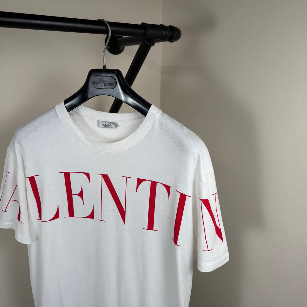Valentino Garavani Spellout White T-Shirt - Large 21.5’’