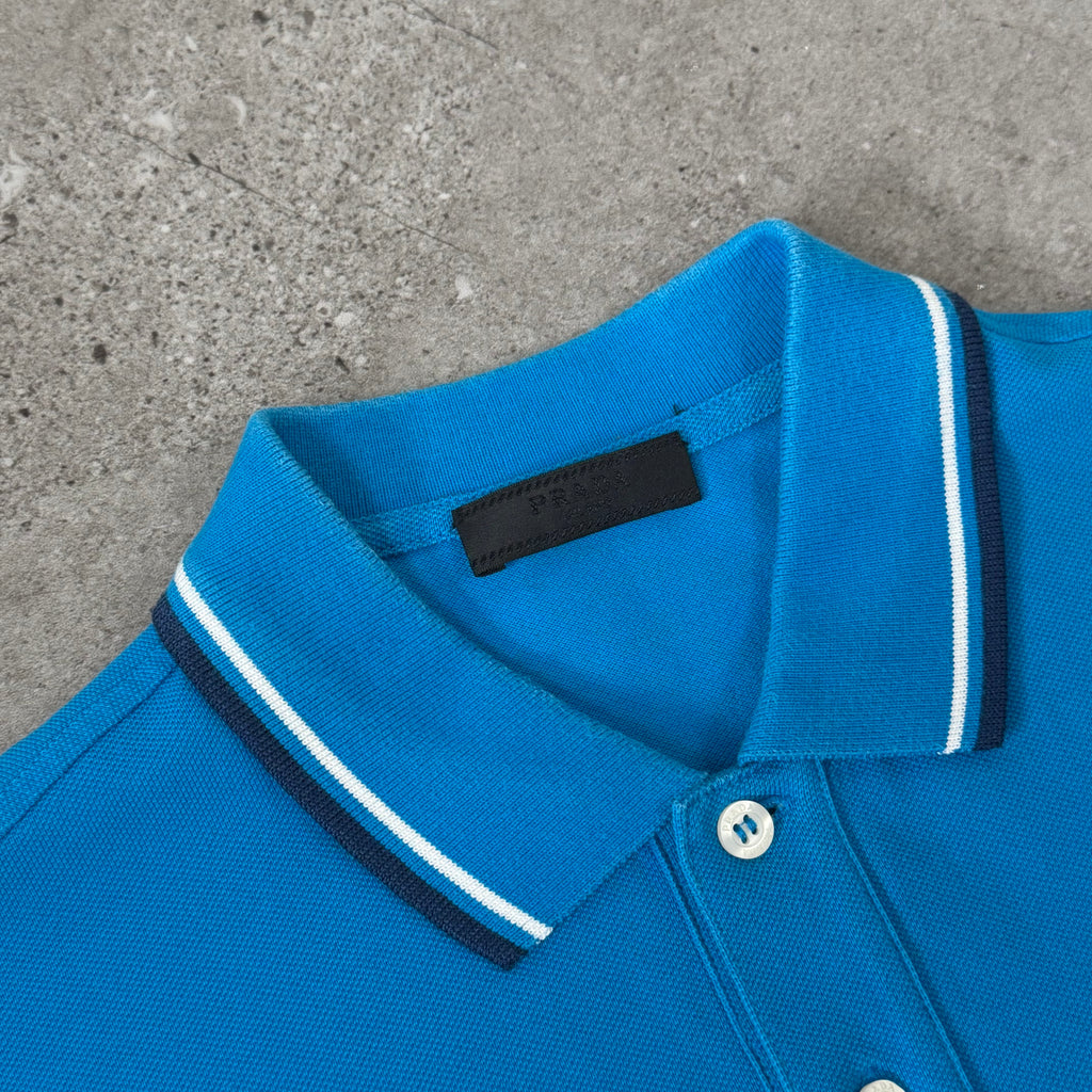 Prada Blue Short Sleeve Polo Shirt - XS 17.5’’