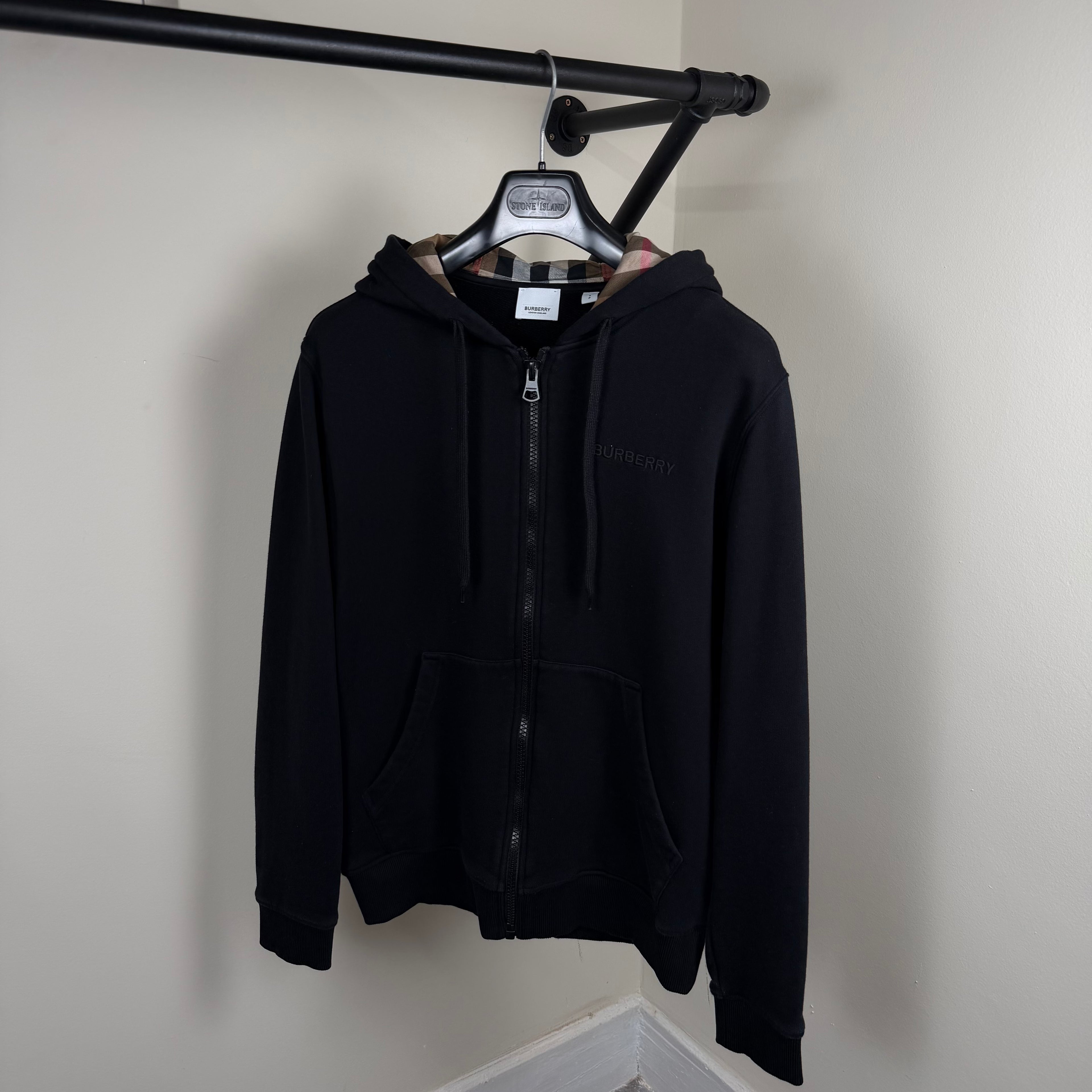 Burberry Zip Up Check Hood Hoodie - Medium 21’’