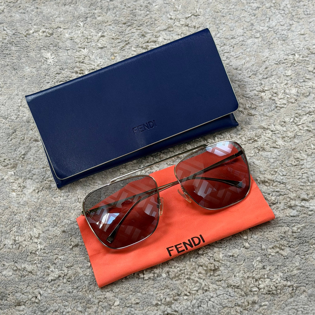 Fendi Women’s FF Monogram Aviator Silver Sunglasses