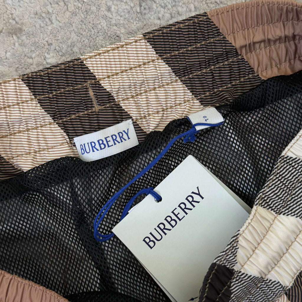 Burberry Biege Check Swimming Shorts - Small