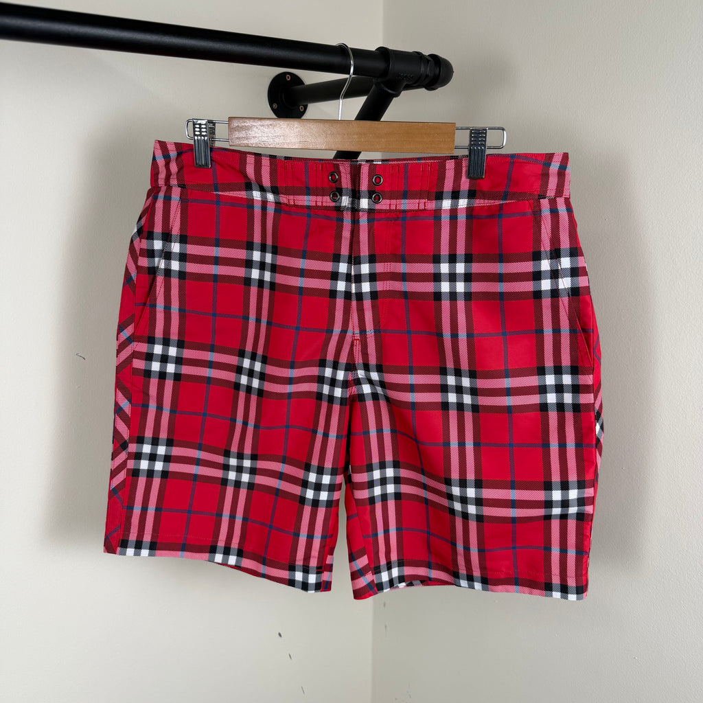 Burberry Red Check Swimming Shorts - Large