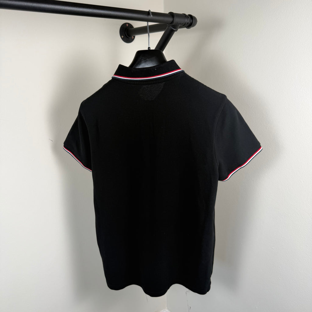 Moncler Black Short Sleeve Polo Shirt - Medium 19.5’’