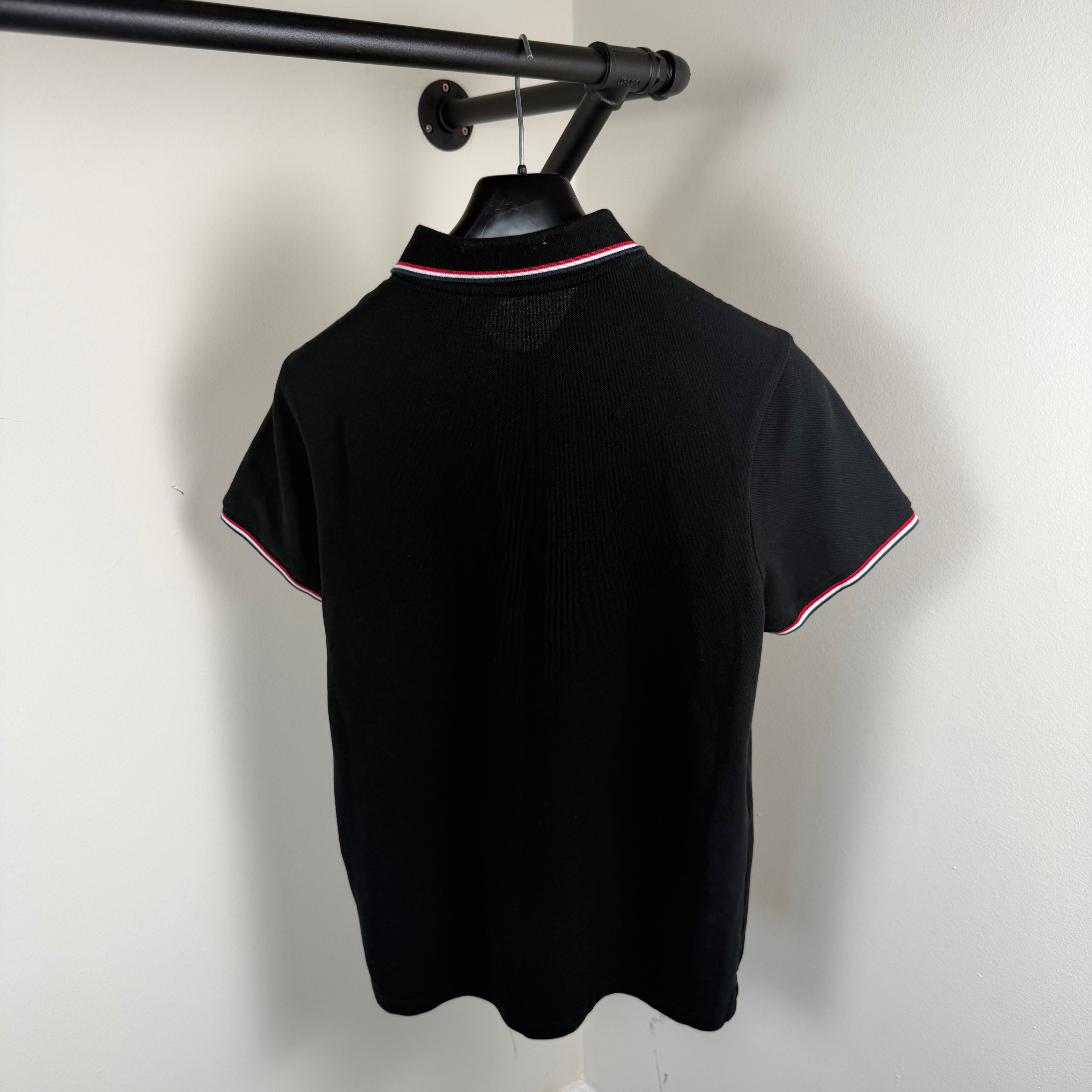 Moncler Black Short Sleeve Polo Shirt - Medium 19.5’’