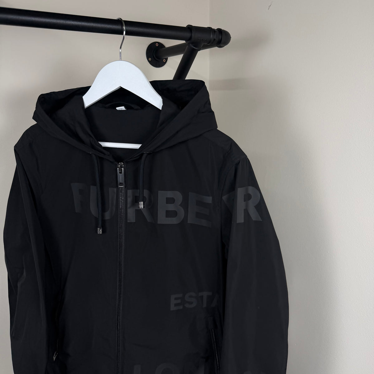 Burberry Horseferry Black Windbreaker - Fits M 22.5’’